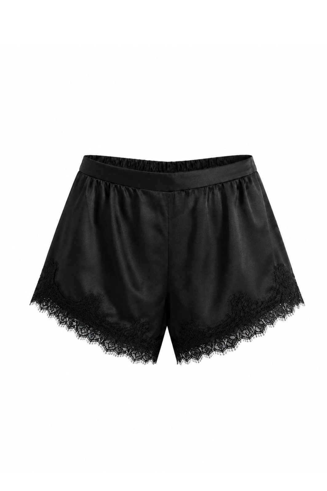 SHORTS DE CETIM COM BARRA DE RENDA INES PRETO