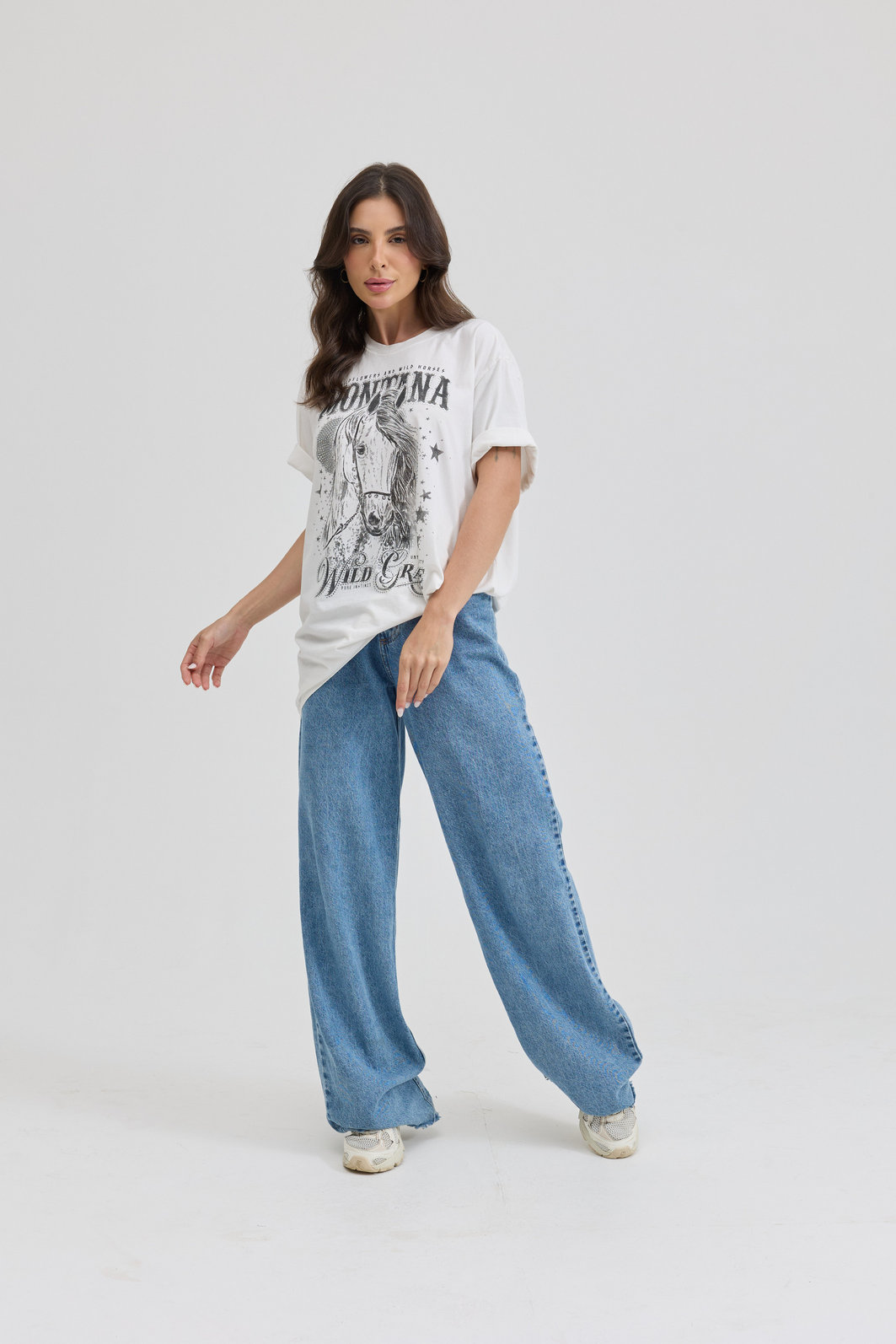T-SHIRT OVERSIZED MONTANA WILD (COM STRASS) OFF WHITE