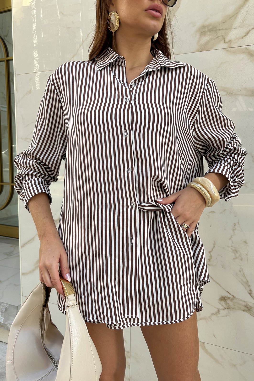 CAMISA LISTRADA MARESIA MARROM