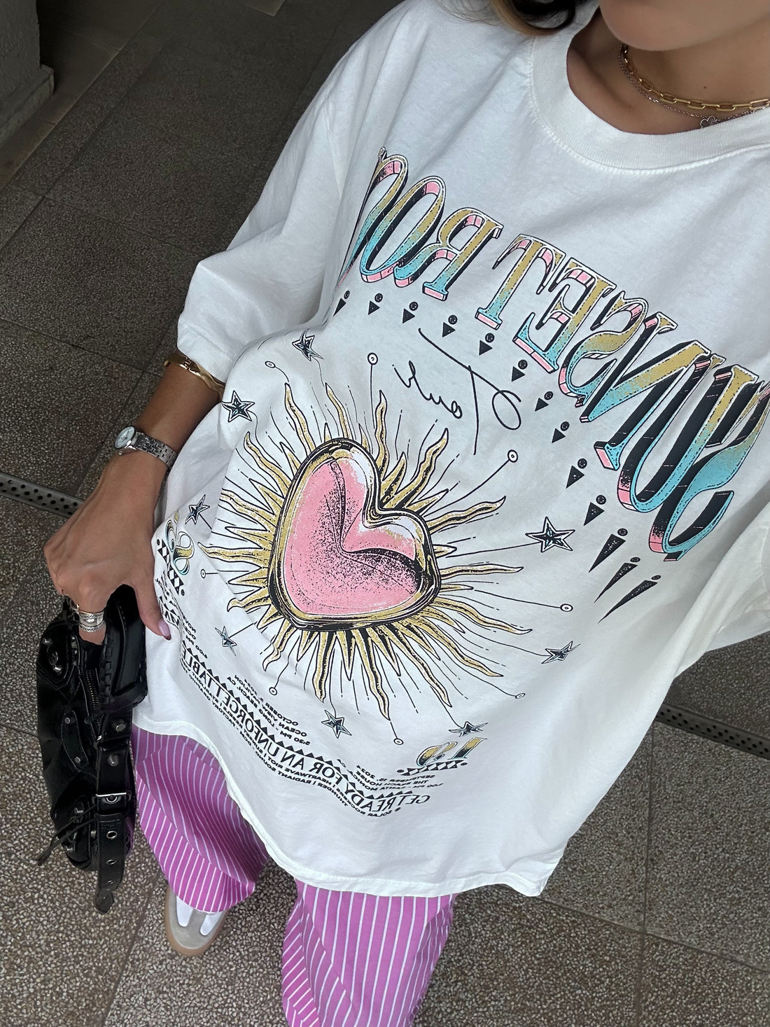 T-SHIRT OVERSIZED SUNSET ROCK TOUR OFF WHITE