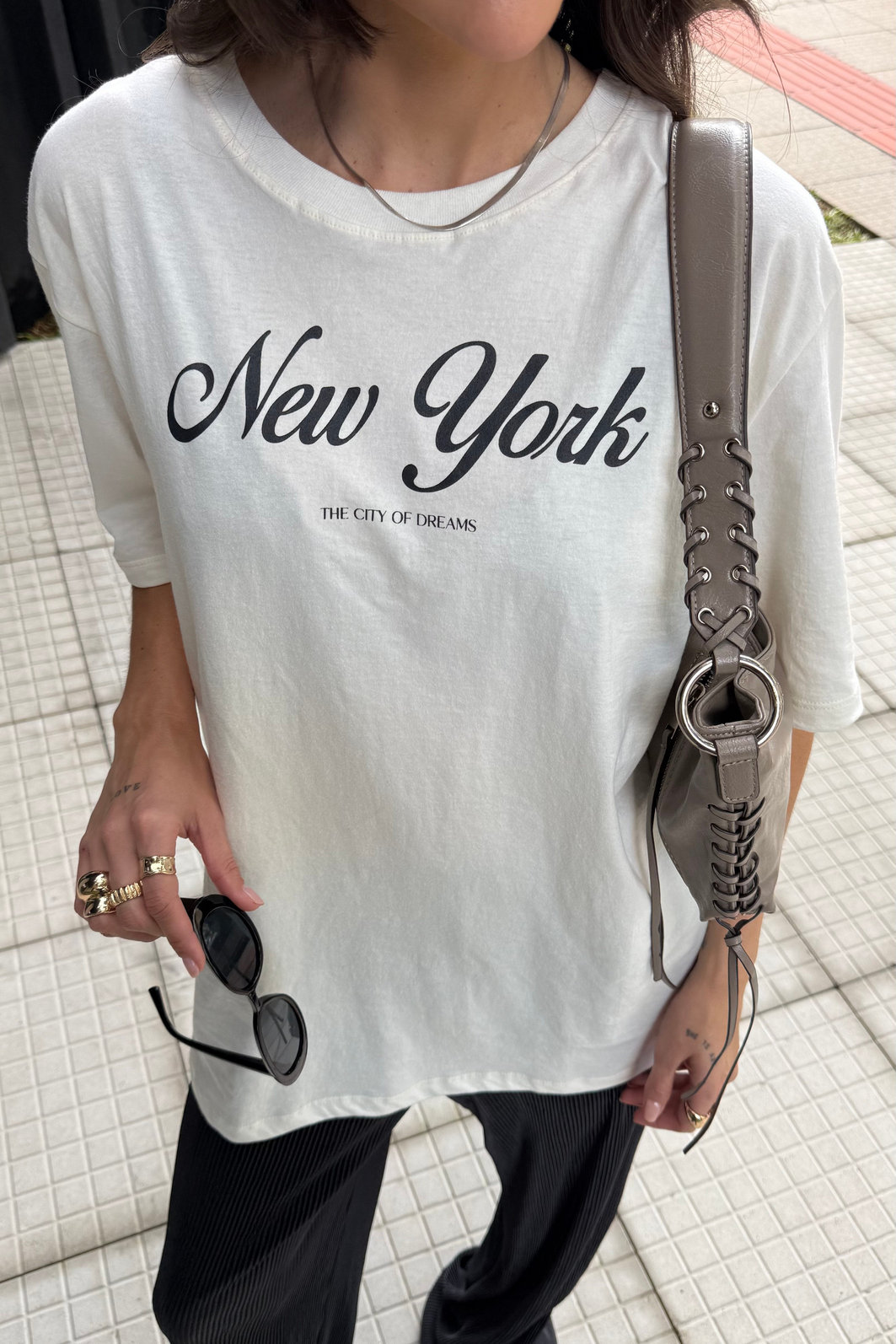 T-SHIRT OVERSIZED NEW YORK OFF WHITE