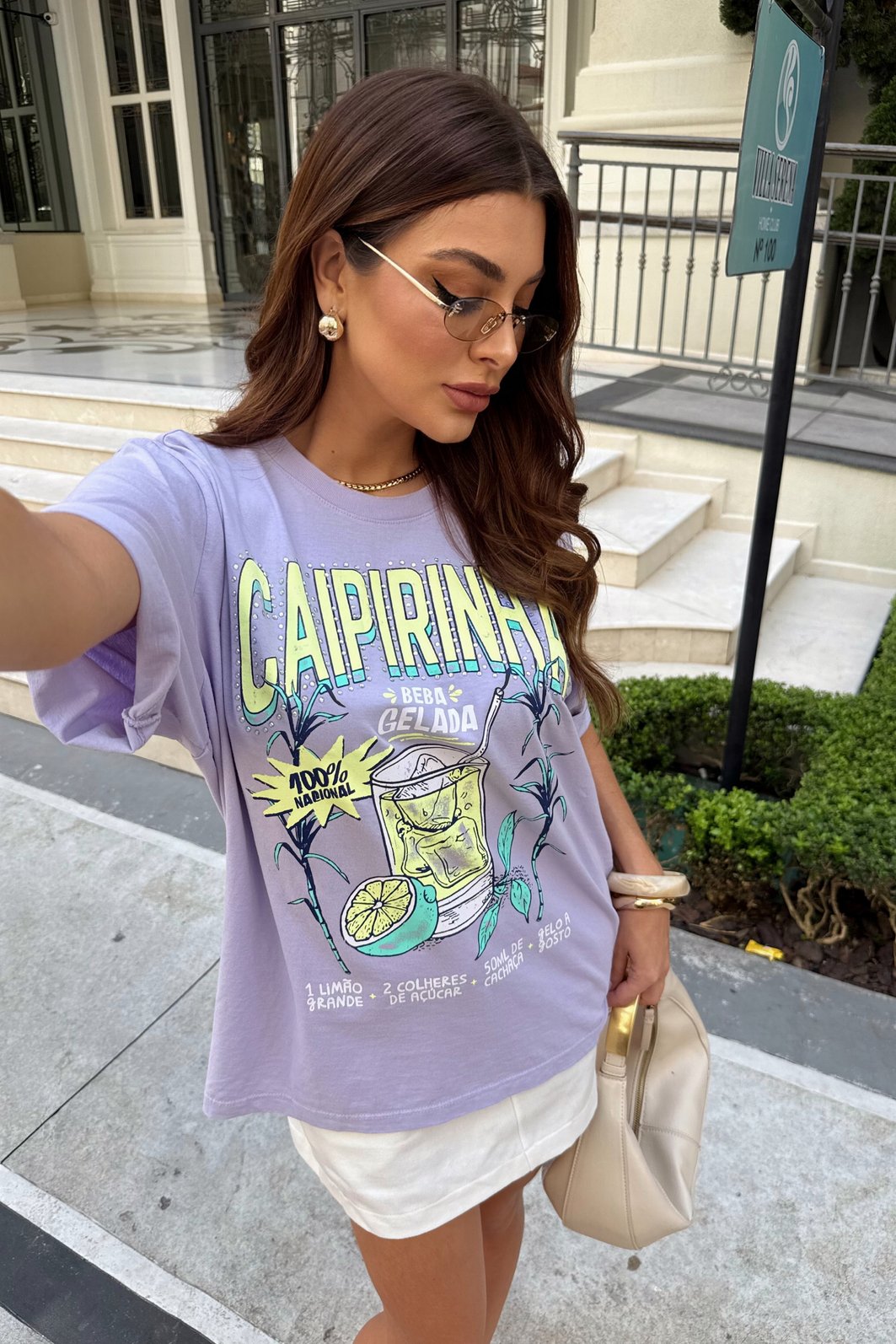 T-SHIRT OVERSIZED CAIPIRINHA GELADA (COM STRASS) ROXO CANDY