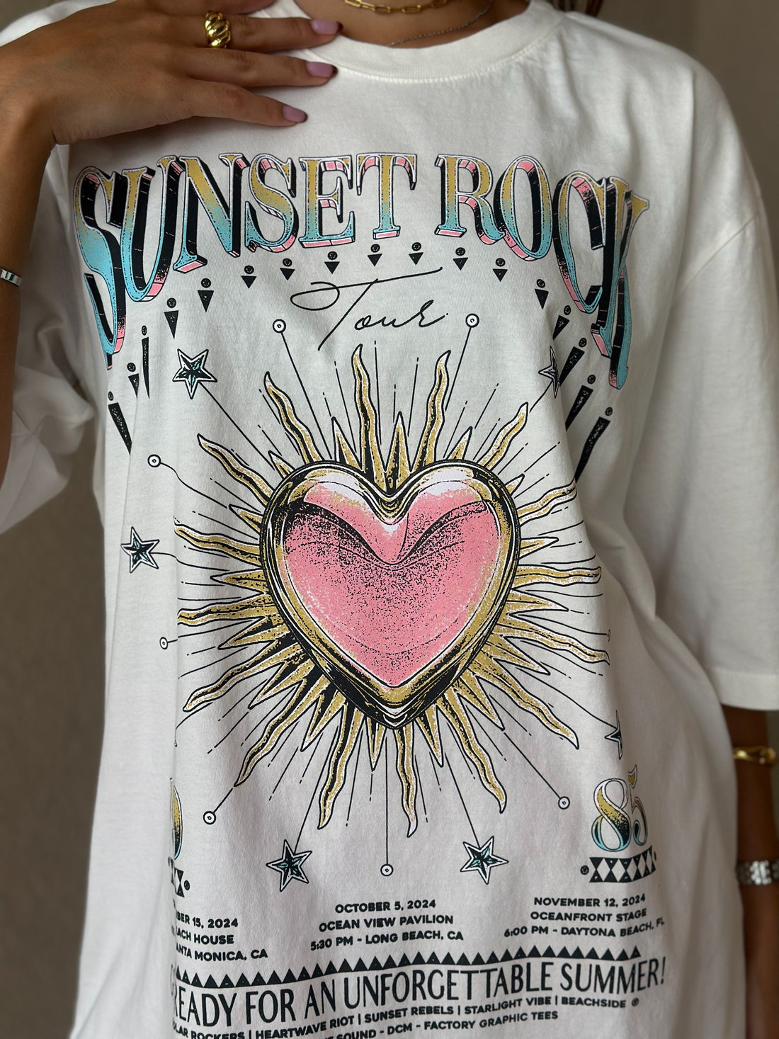 T-SHIRT OVERSIZED SUNSET ROCK TOUR OFF WHITE