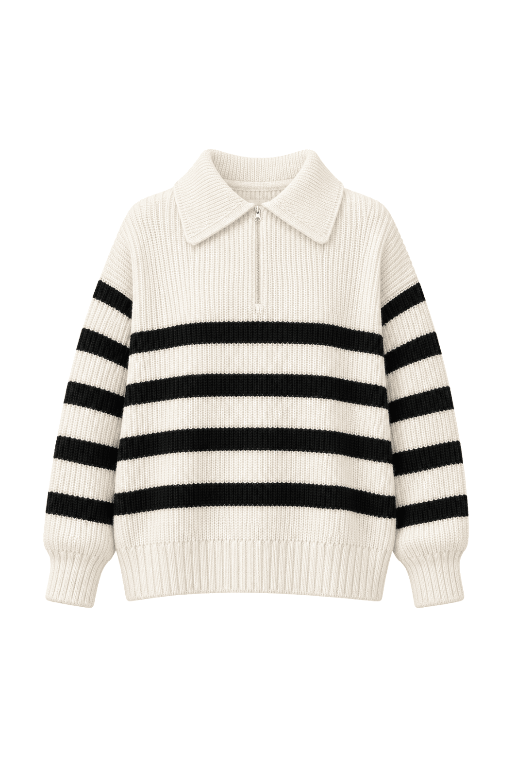 PRÉ-VENDA TRICOT COM ZÍPER MANGA LONGA LISTRADO GRACE OFF WHITE