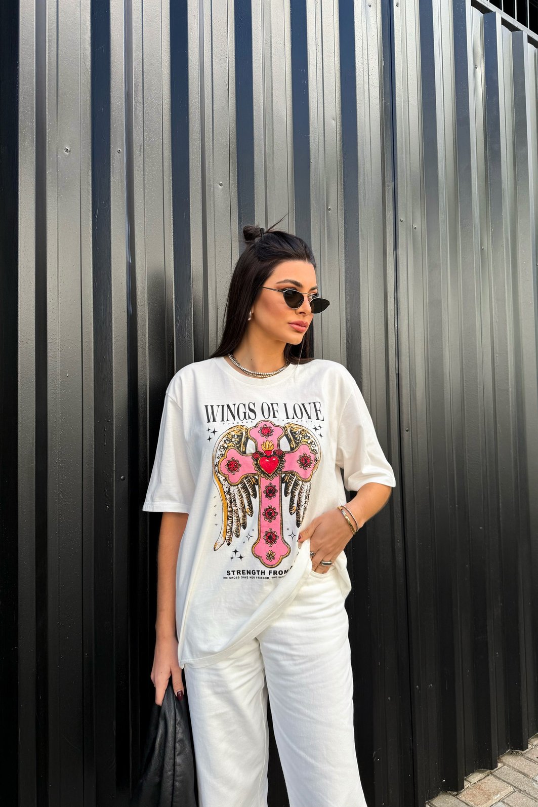 T-SHIRT OVERSIZED WINGS OF LOVE OFF WHITE