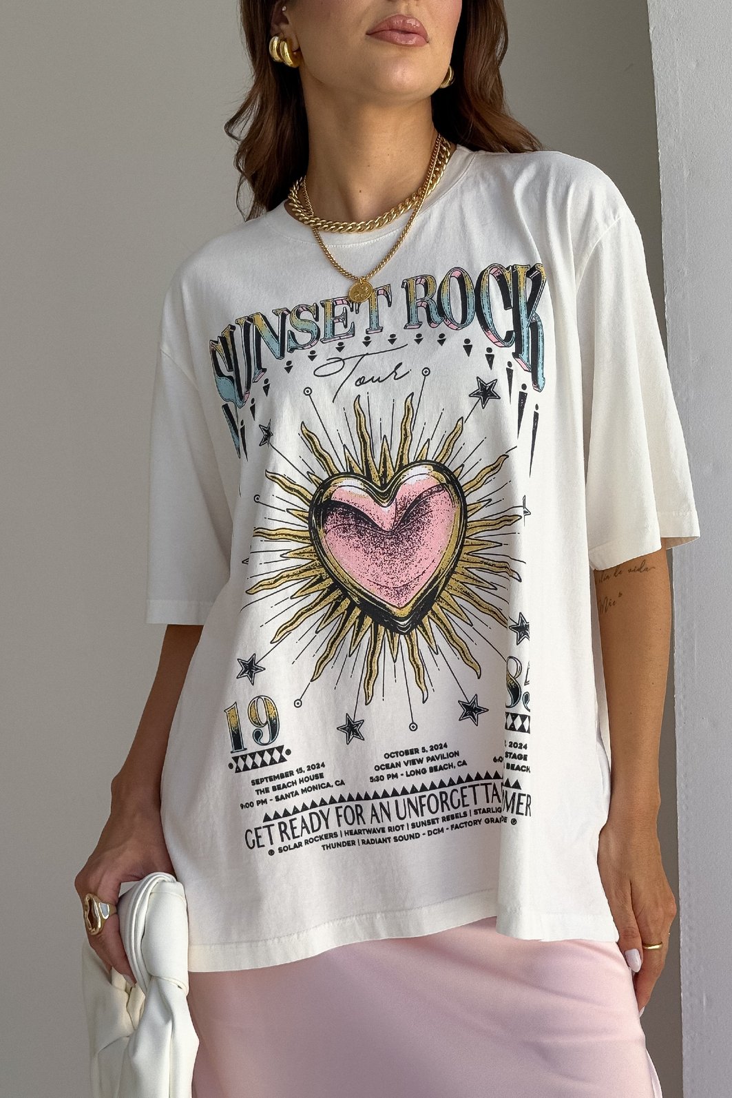 T-SHIRT OVERSIZED SUNSET ROCK TOUR OFF WHITE