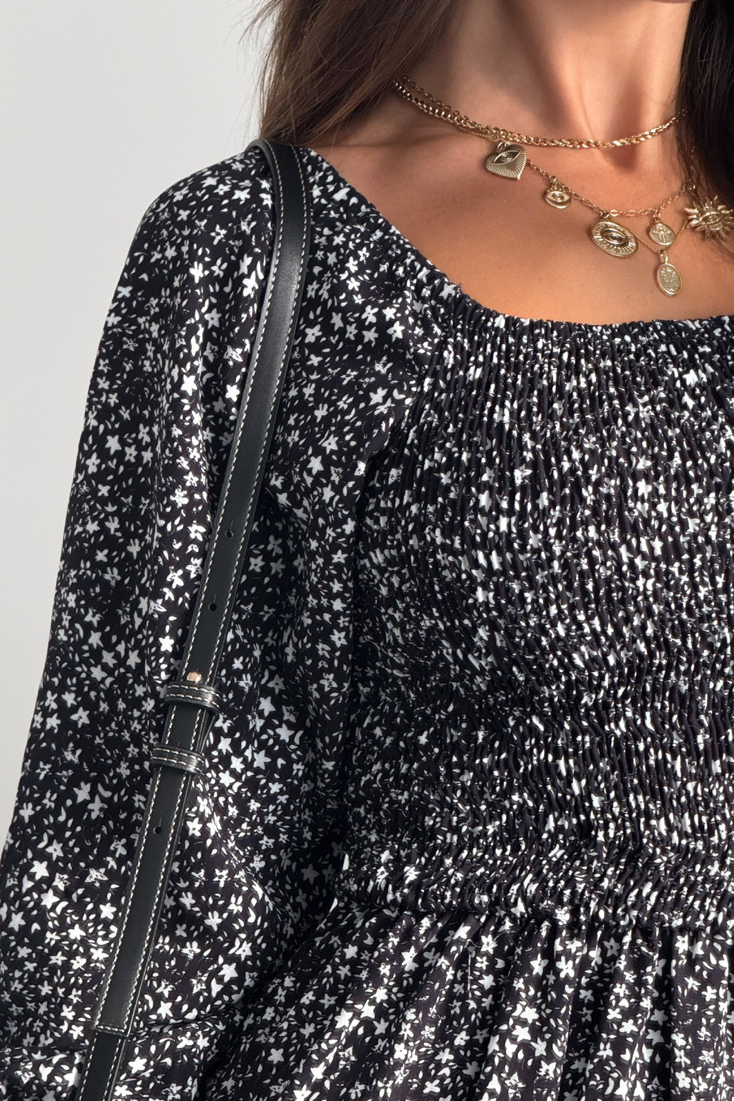 VESTIDO MIDI BARBARA FLORAL LIBERTY PRETO