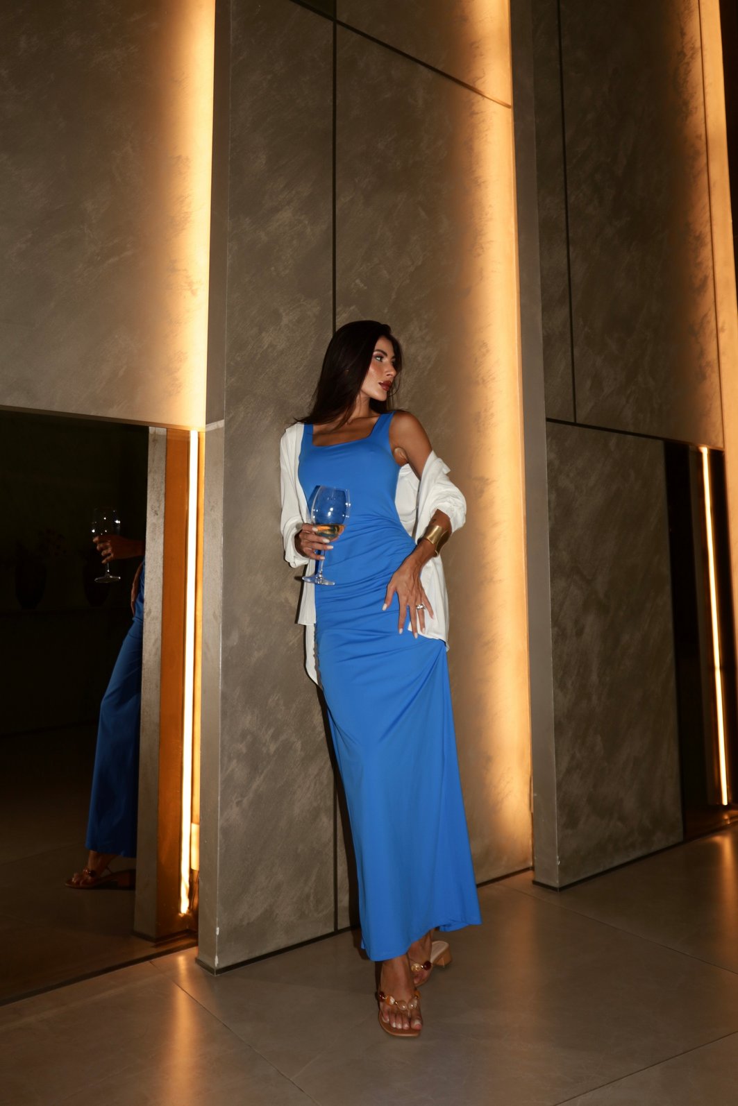 VESTIDO DECOTE QUADRADO GORGEOUS AZUL SAFIRA