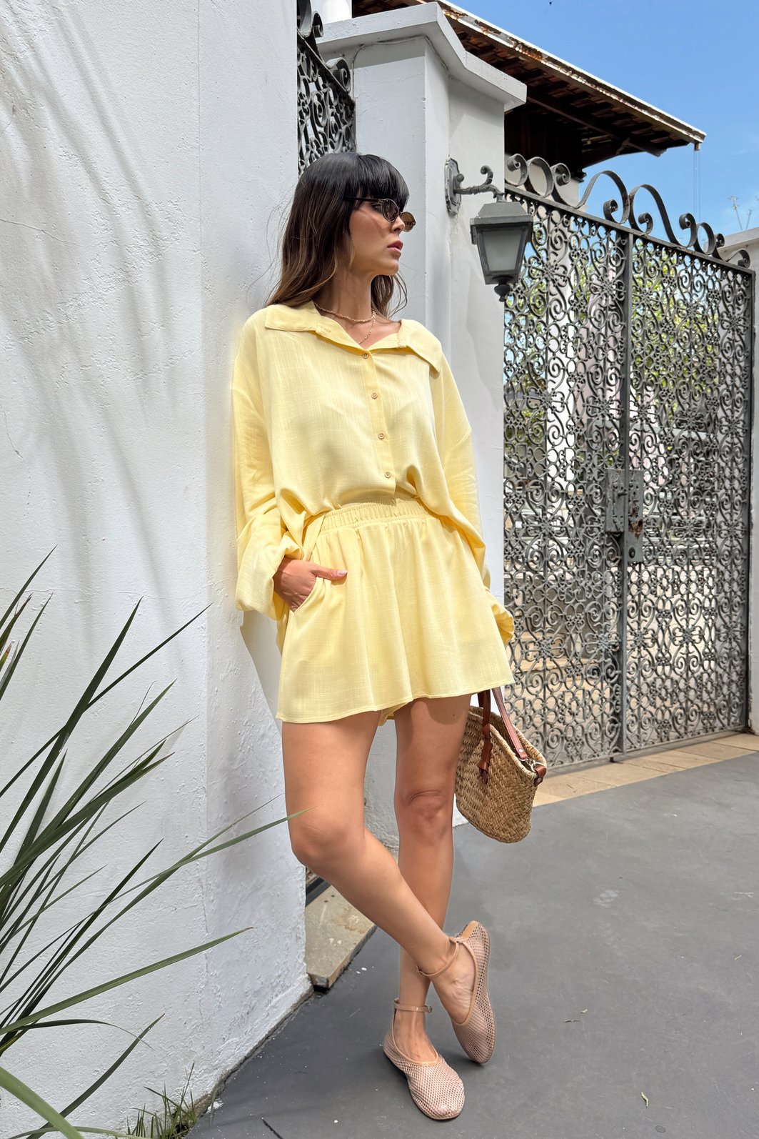 SHORTS ANA AMARELO MANTEIGA