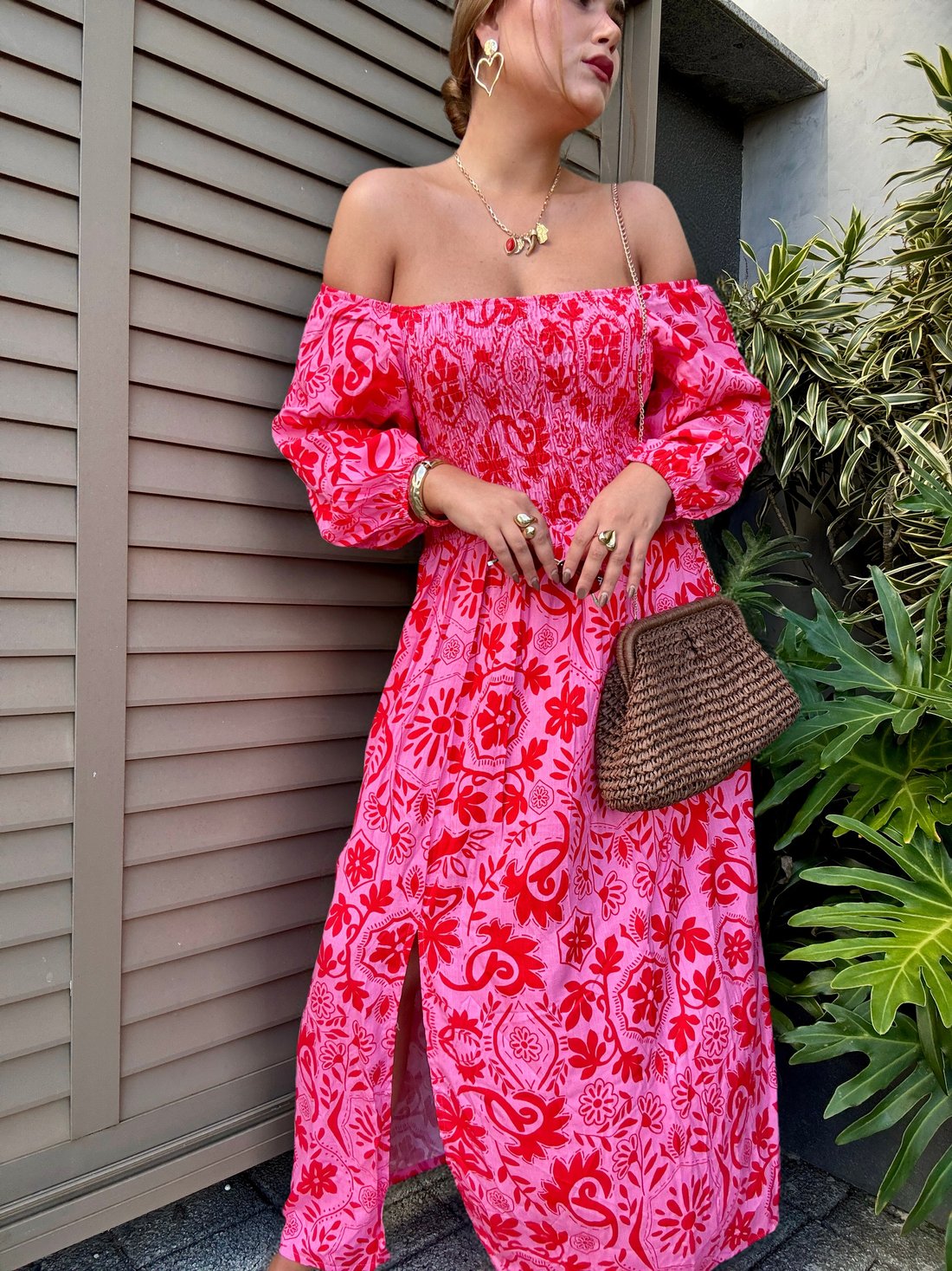 VESTIDO MIDI BARBARA LA FIORE ROSA