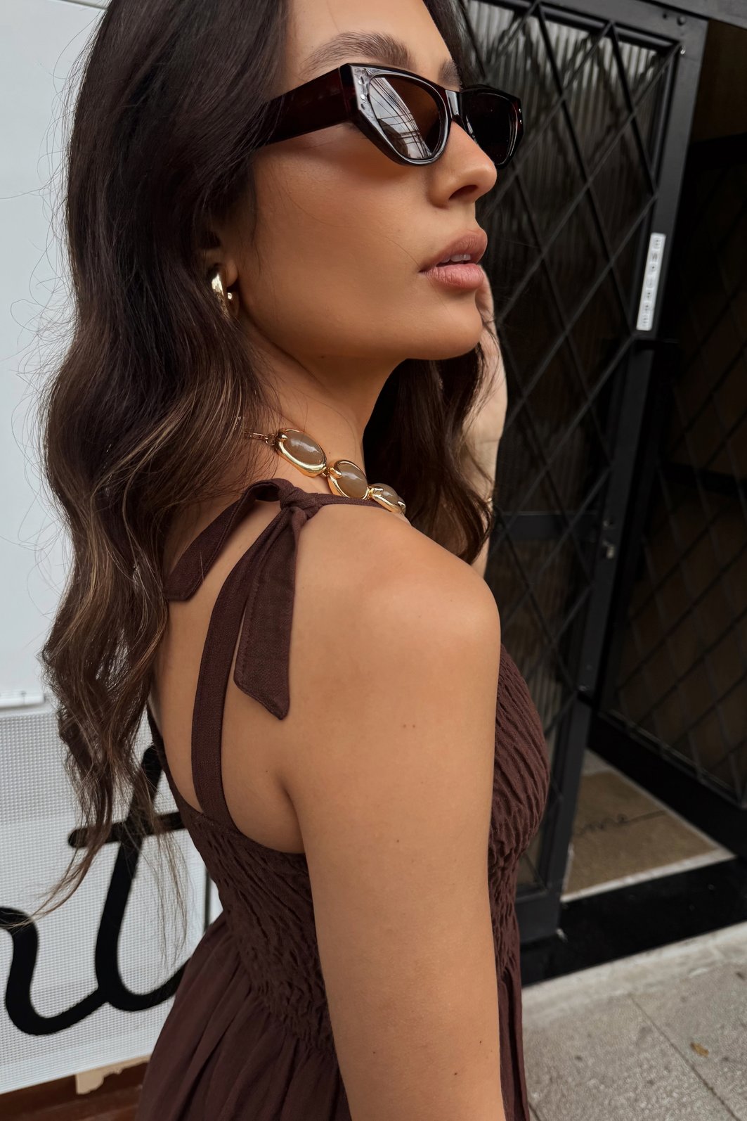 VESTIDO MIDI PATY MARROM