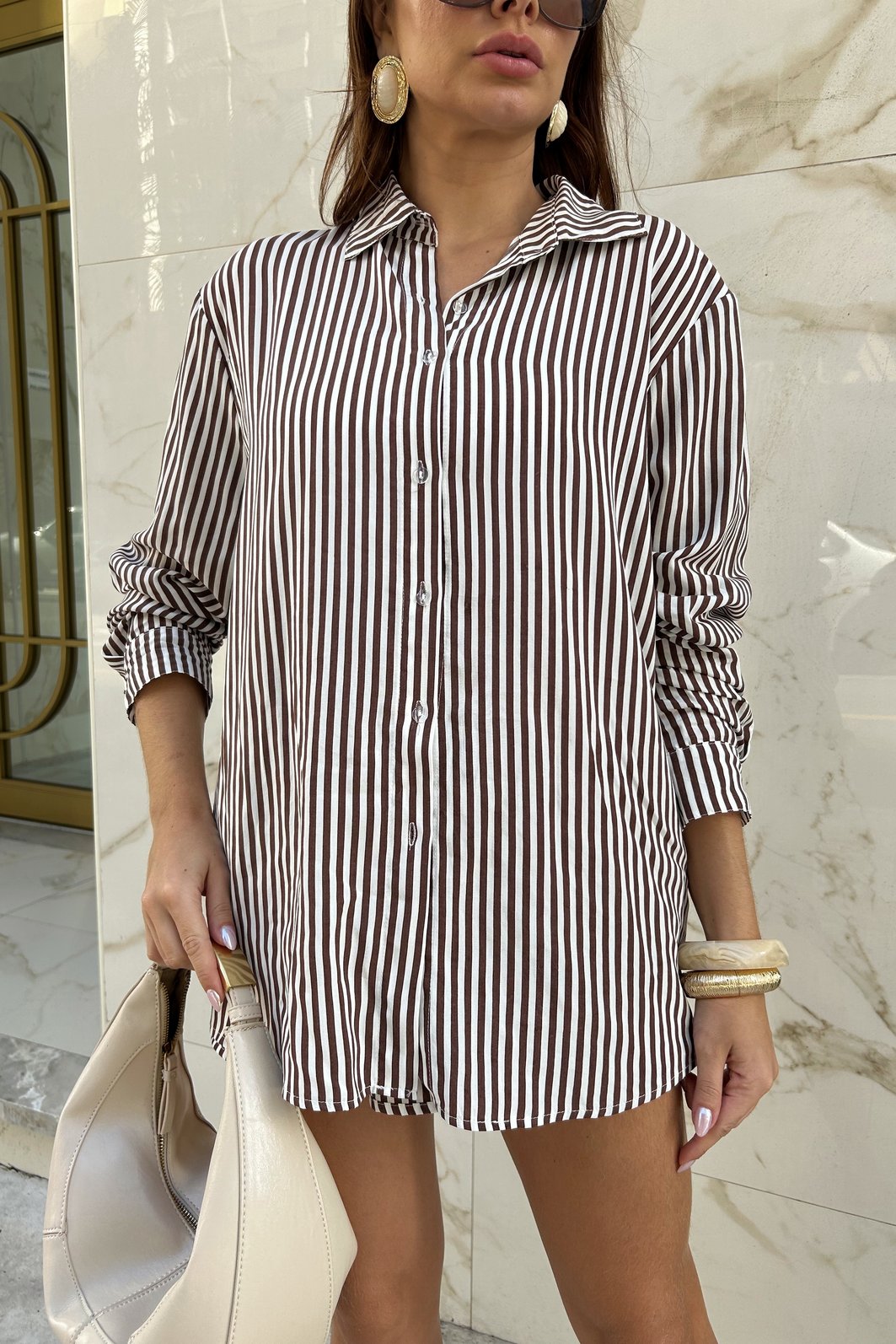 CAMISA LISTRADA MARESIA MARROM