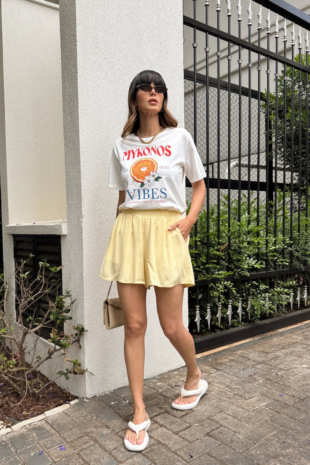 SHORTS ANA AMARELO MANTEIGA