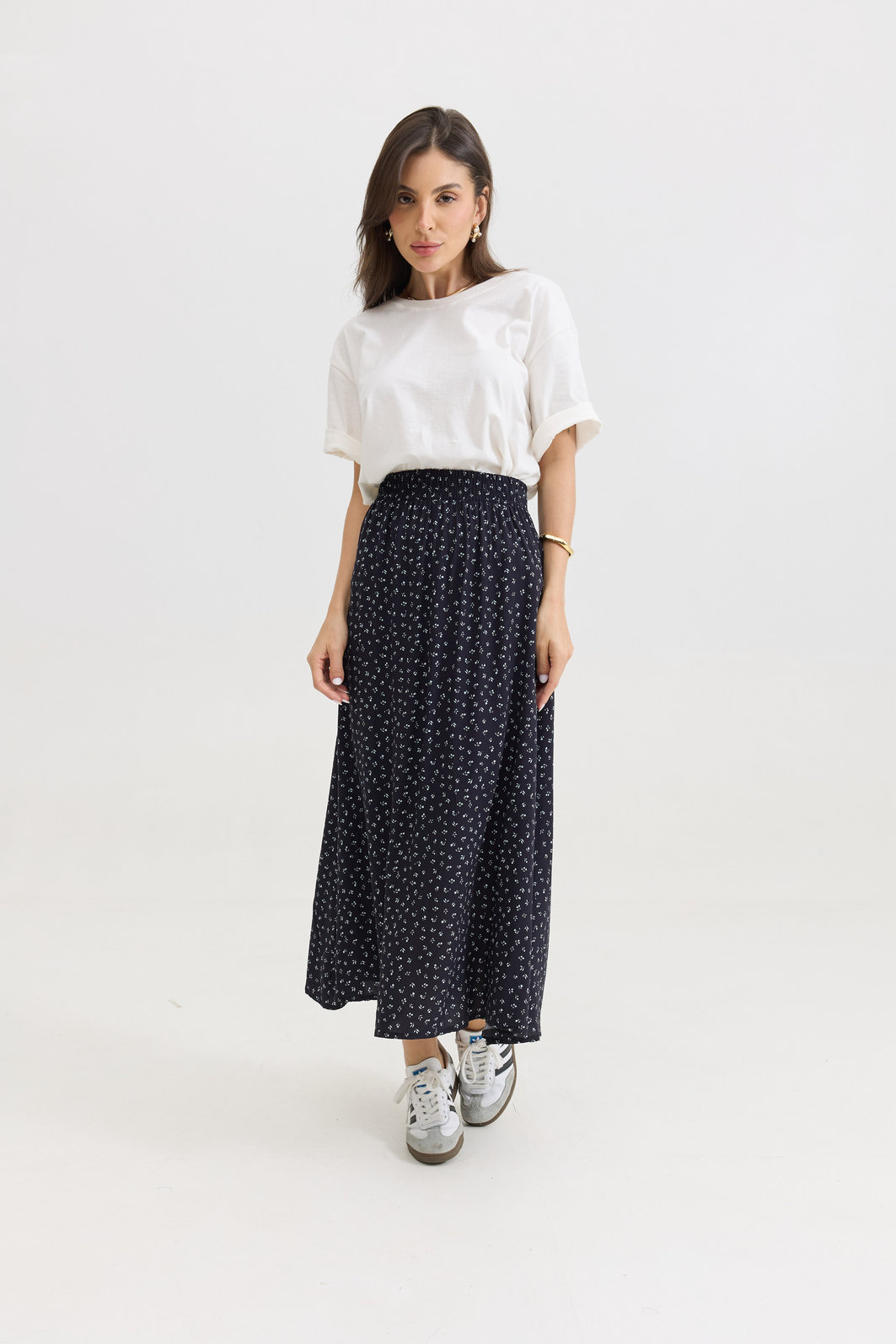 SAIA MIDI SWEET FLORAL PRETA