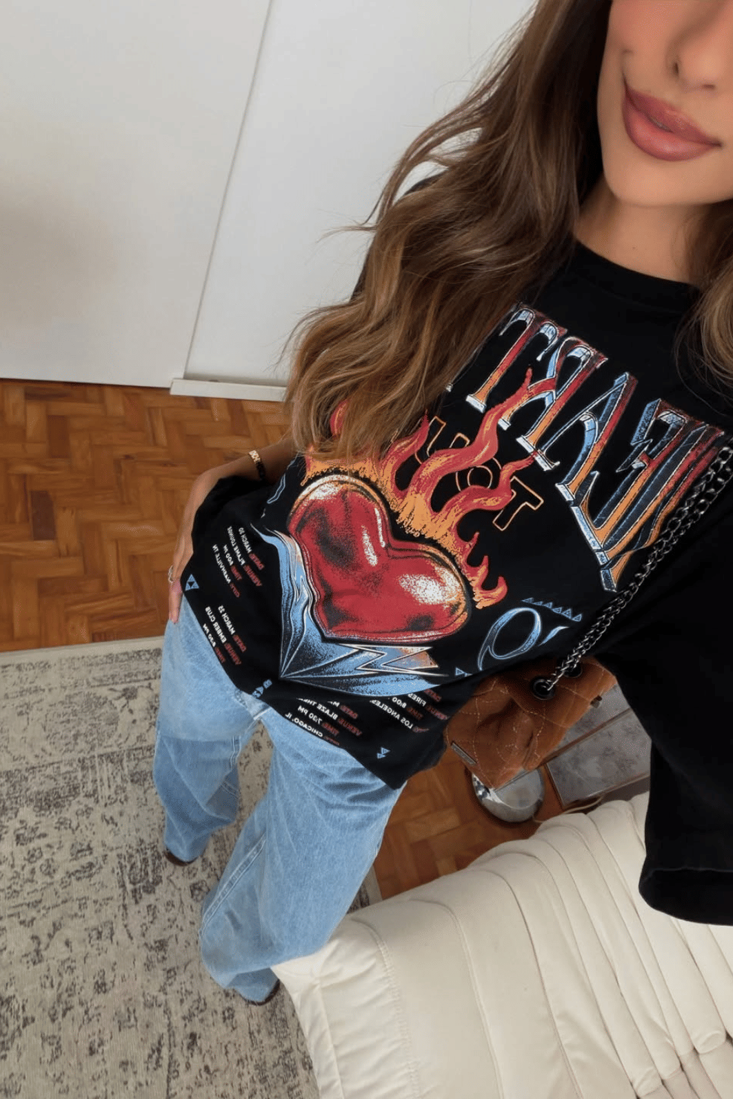 T-SHIRT OVERSIZED ESTONADA HEARTFIRE PRETA