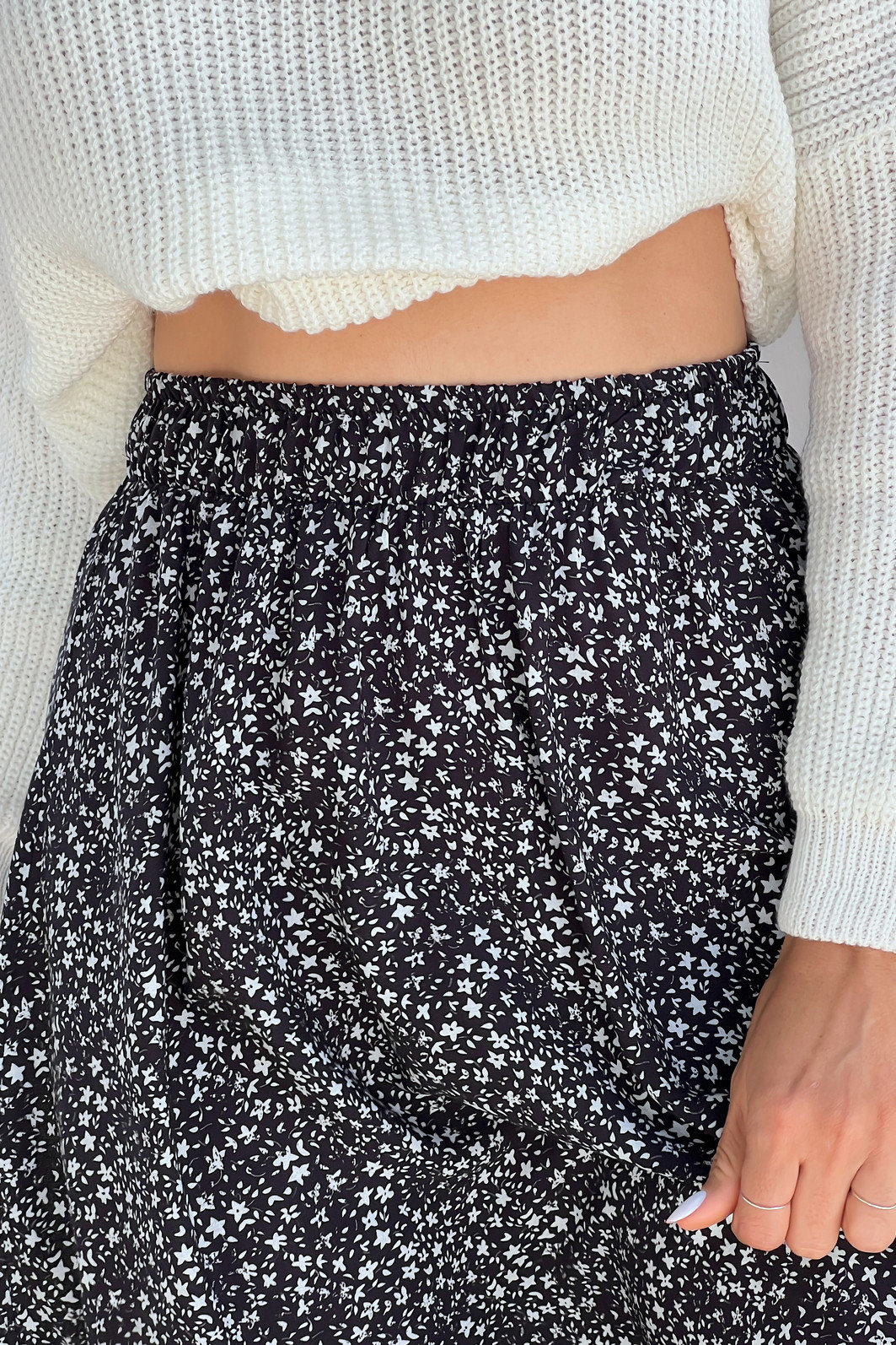 SAIA MIDI SWEET FLORAL LIBERTY PRETO