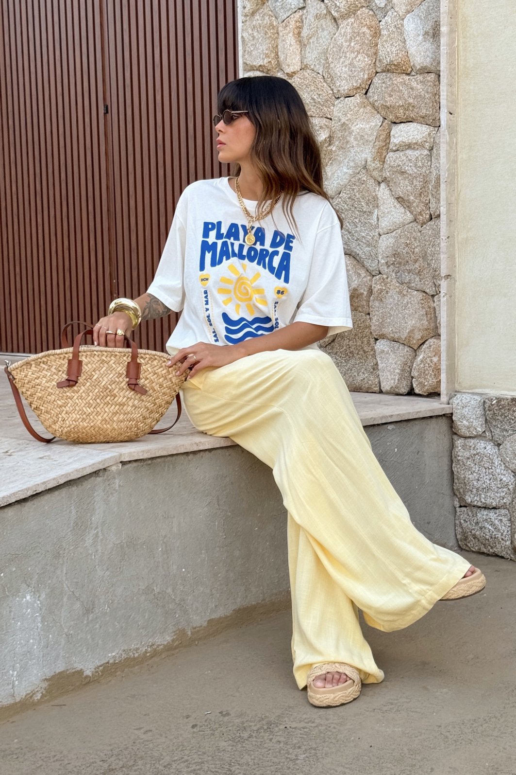 T-SHIRT OVERSIZED PLAYA DE MALLORCA OFF WHITE