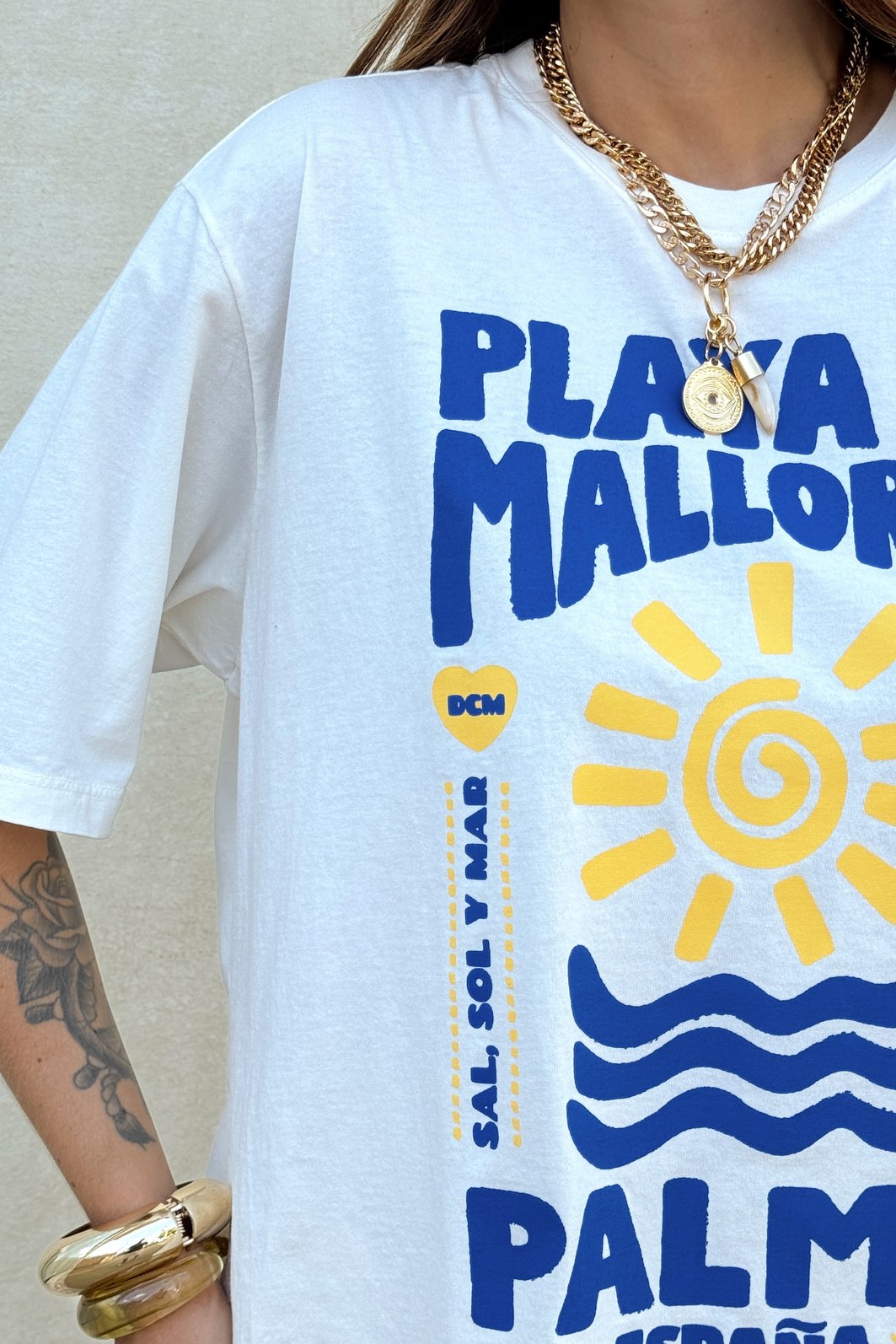 T-SHIRT OVERSIZED PLAYA DE MALLORCA OFF WHITE