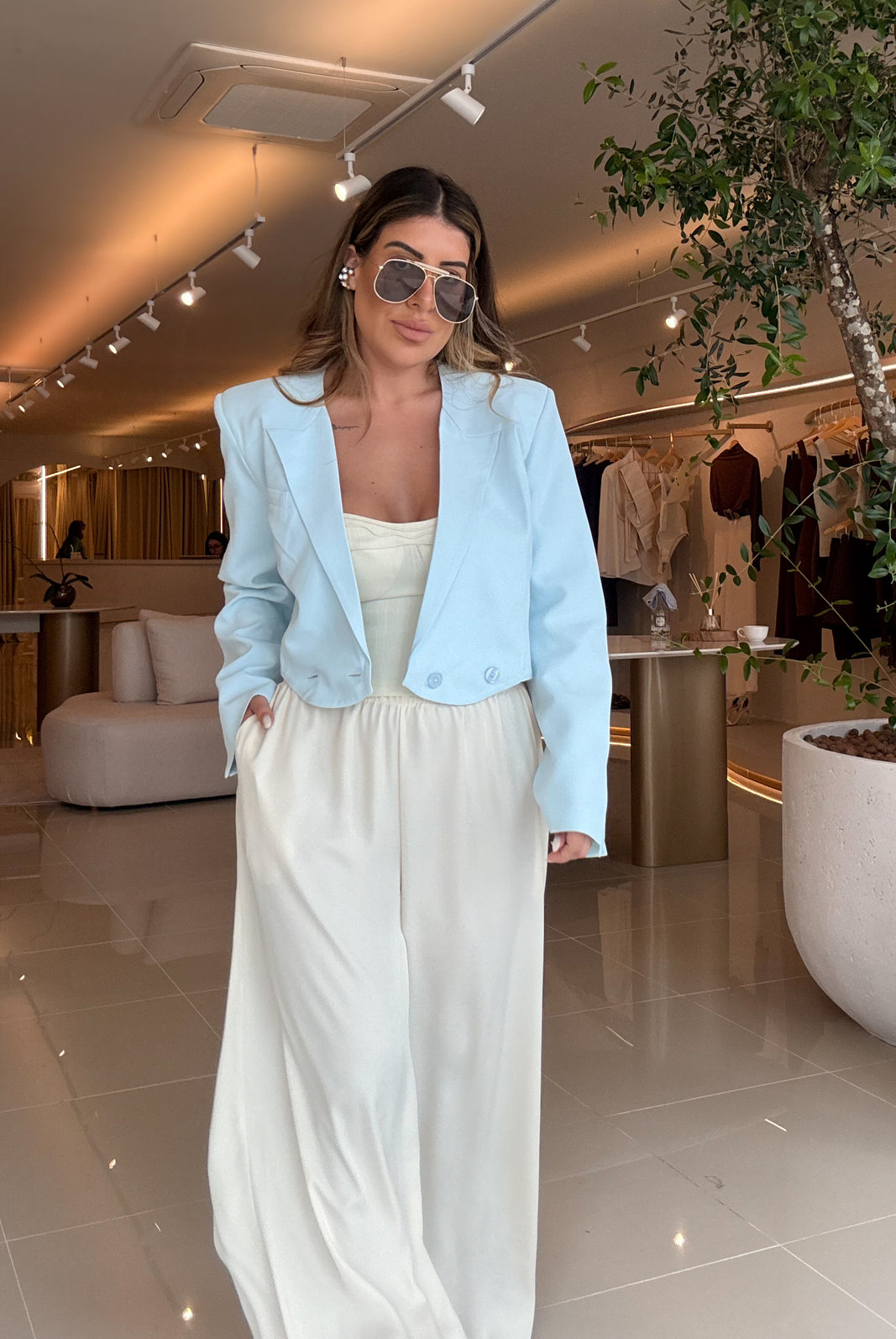 BLAZER CROPPED DE CREPE PATOU GABI BO BLAZER CROPPED DE CREPE PATOU GABI BO