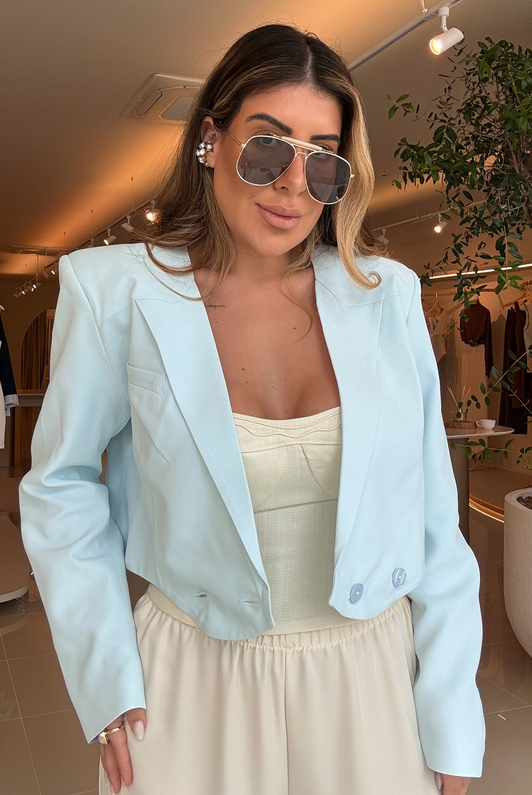 BLAZER CROPPED DE CREPE PATOU GABI BO BLAZER CROPPED DE CREPE PATOU GABI BO