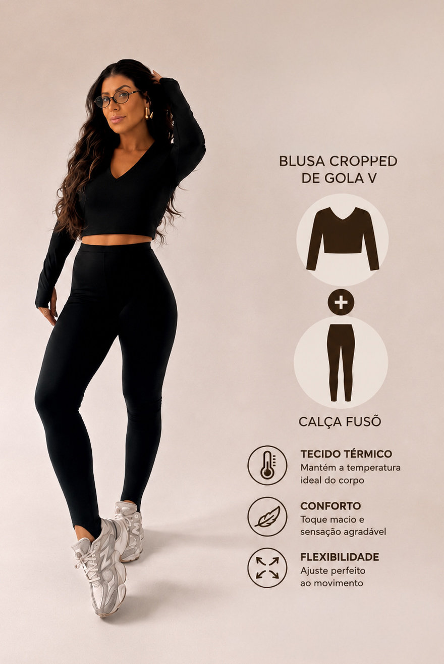 COMBO TÉRMICO CALÇA FUSô + BLUSA CROPPED GOLA V FER COMBO TÉRMICO CALÇA FUSô + BLUSA CROPPED GOLA V FER