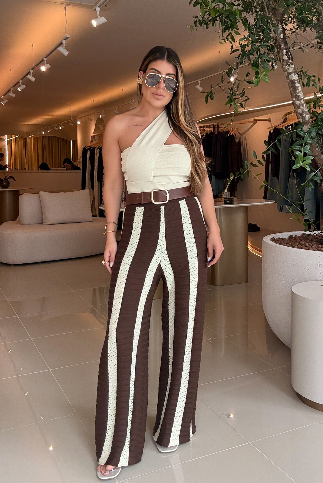 CALÇA TRICO WIDE LEG DE LISTRAS LILIANA CALÇA TRICO WIDE LEG DE LISTRAS LILIANA