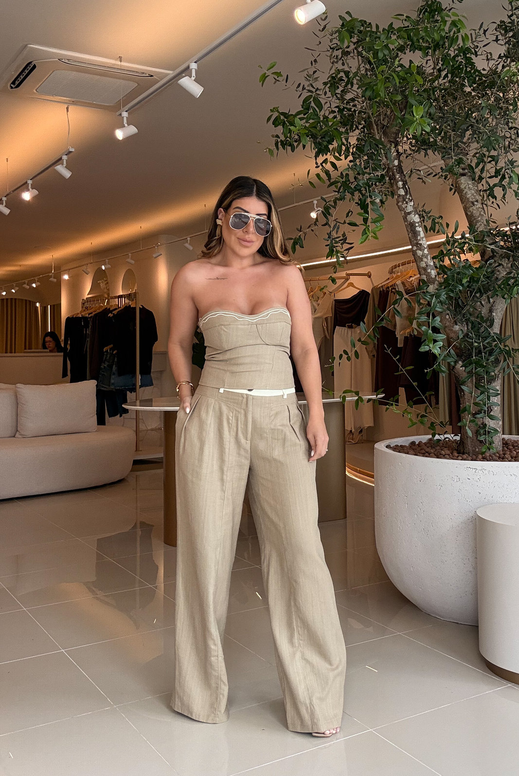 CALÇA FULL LENGTH COM LINHO LAISA CALÇA FULL LENGTH COM LINHO LAISA