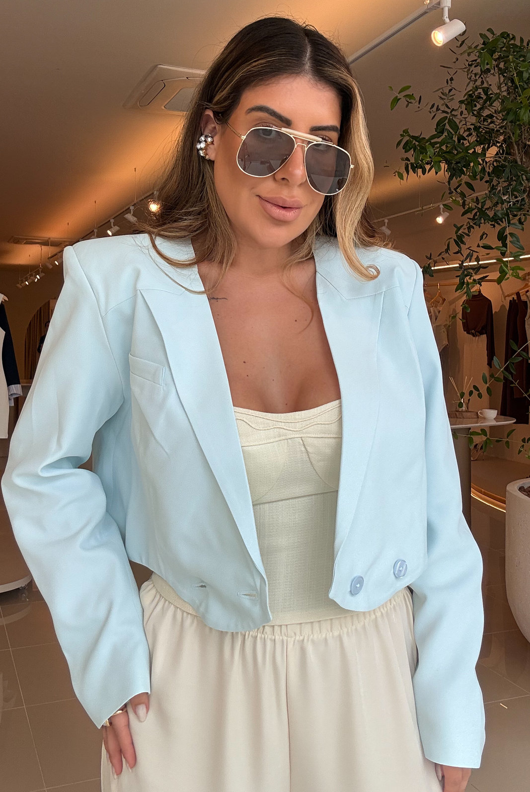 BLAZER CROPPED DE CREPE PATOU GABI BO BLAZER CROPPED DE CREPE PATOU GABI BO