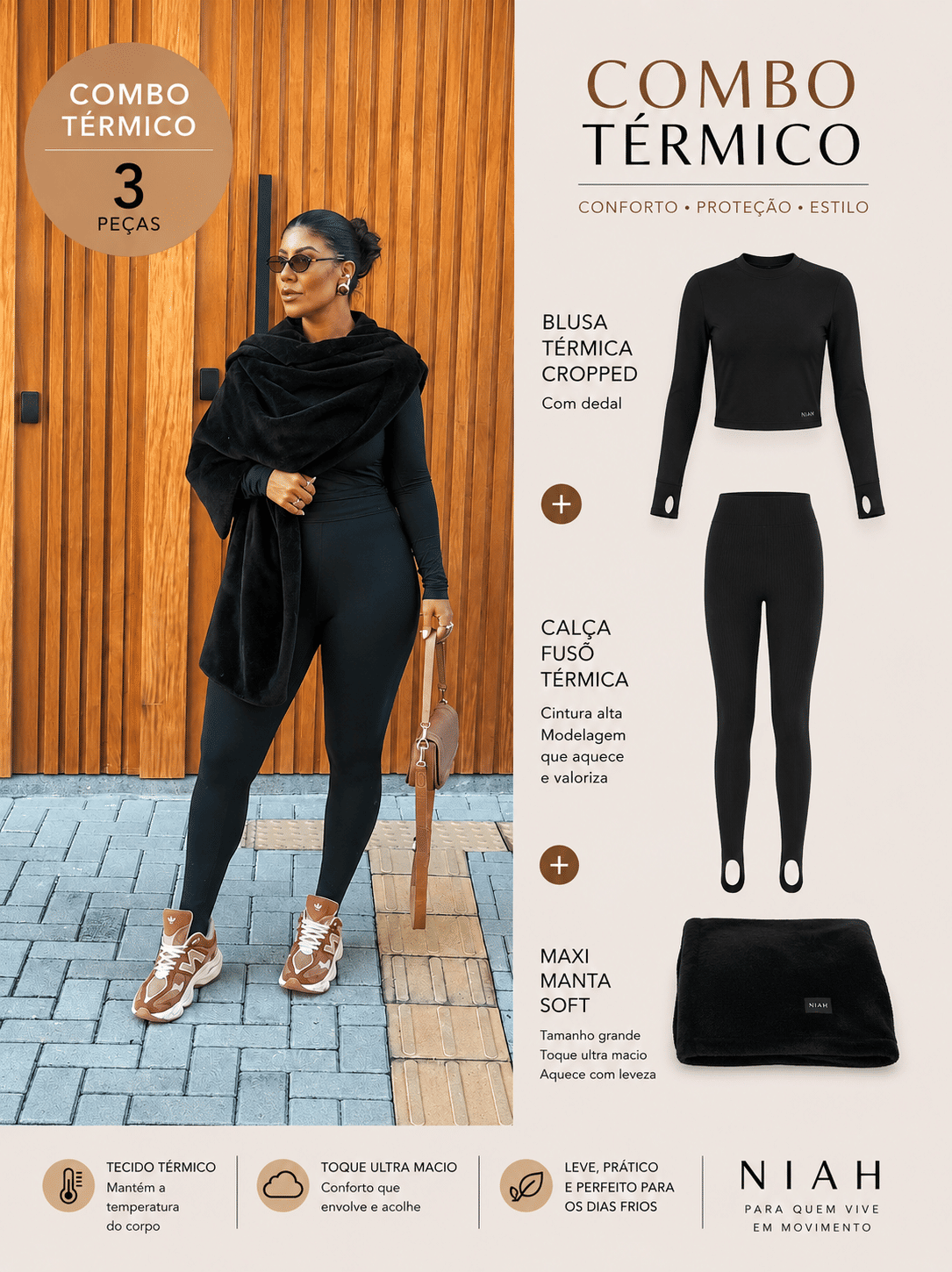 COMBO 3 TÉRMICOS ESSENCIAIS - Calça, blusa e Manta COMBO 3 TÉRMICOS ESSENCIAIS - Calça, blusa e Manta