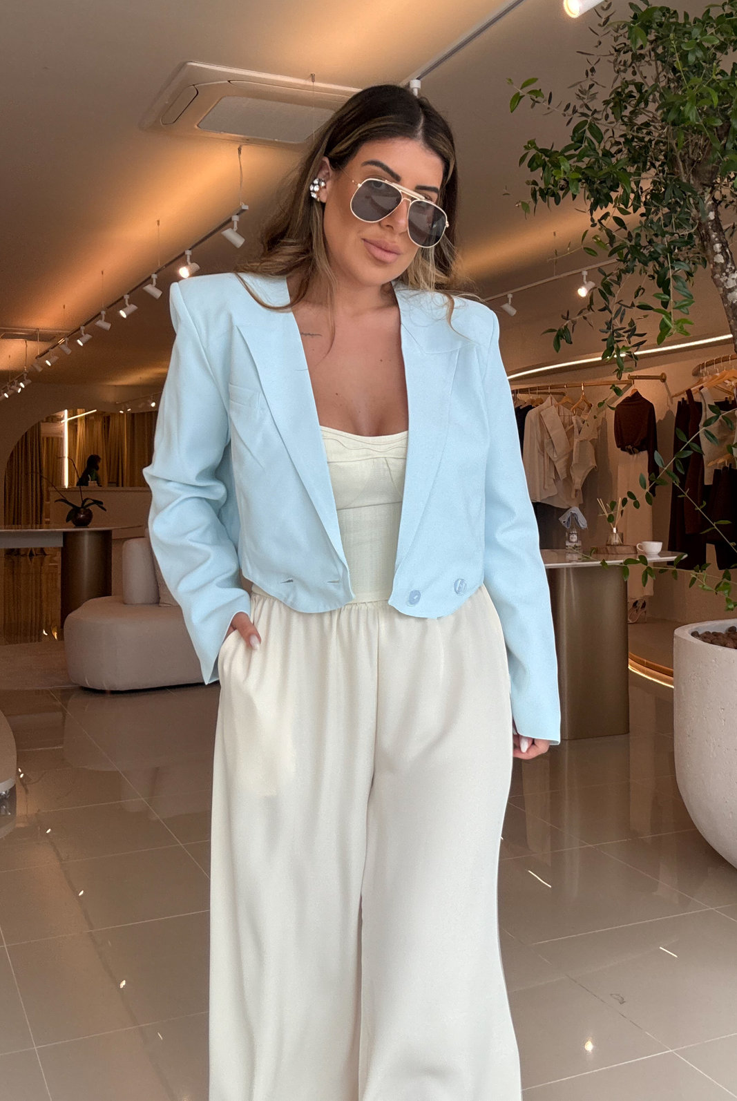 BLAZER CROPPED DE CREPE PATOU GABI BO BLAZER CROPPED DE CREPE PATOU GABI BO