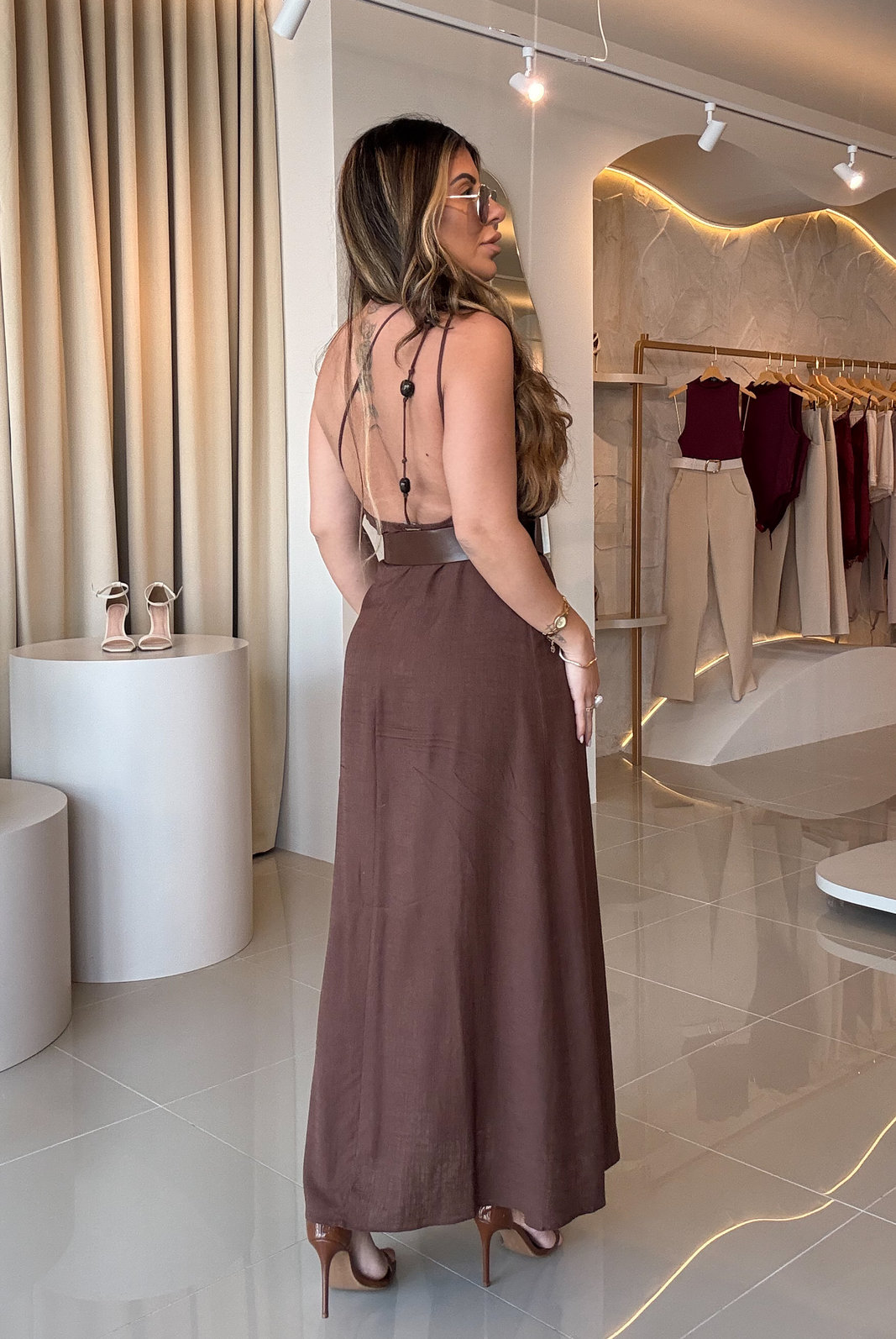 VESTIDO OMBRO UNICO COM LINHO MAVI VESTIDO OMBRO UNICO COM LINHO MAVI