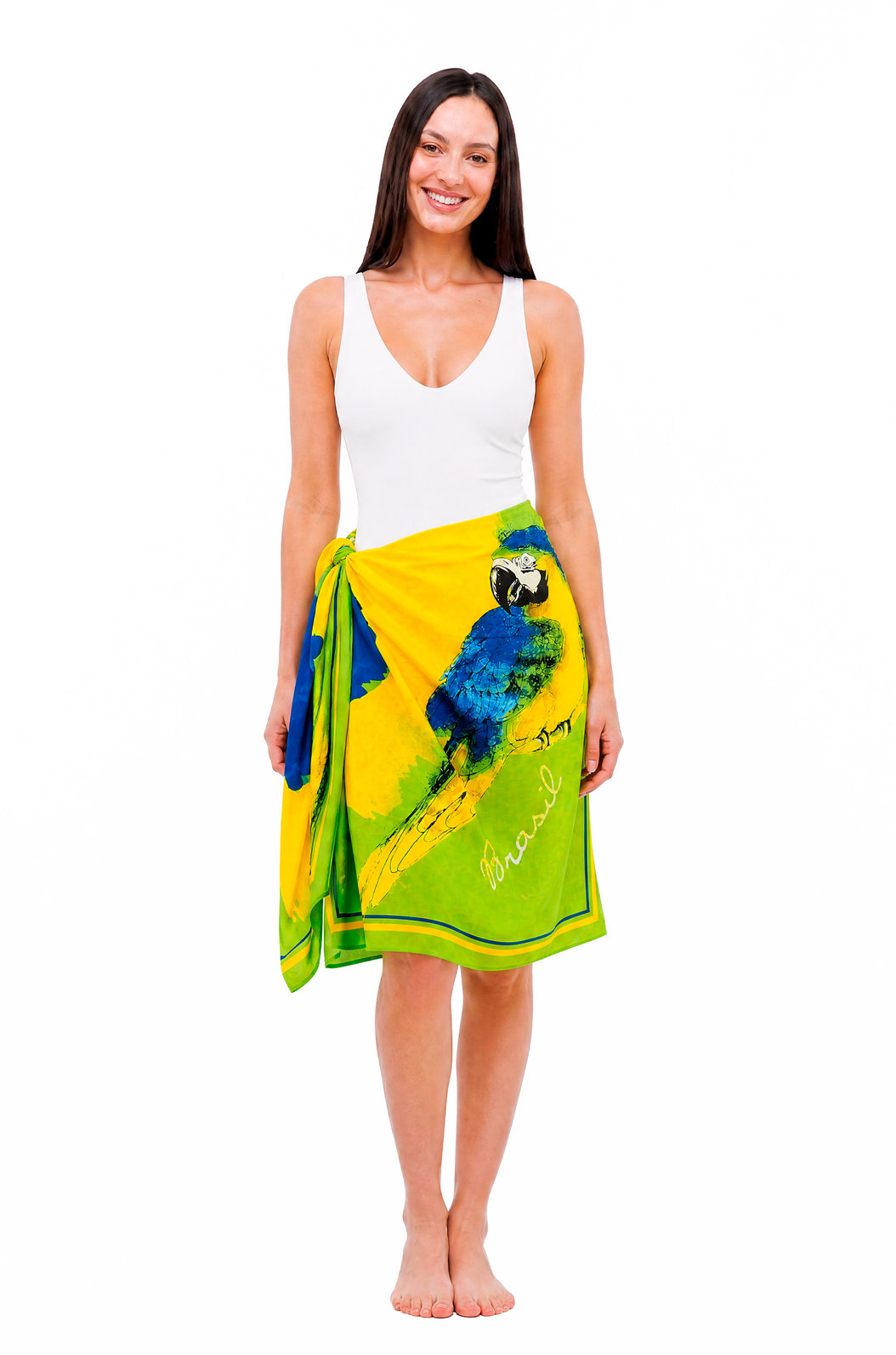 Canga Viscose com Amarrador Estampada Arara Brasil Canga Viscose com Amarrador Estampada Arara Brasil