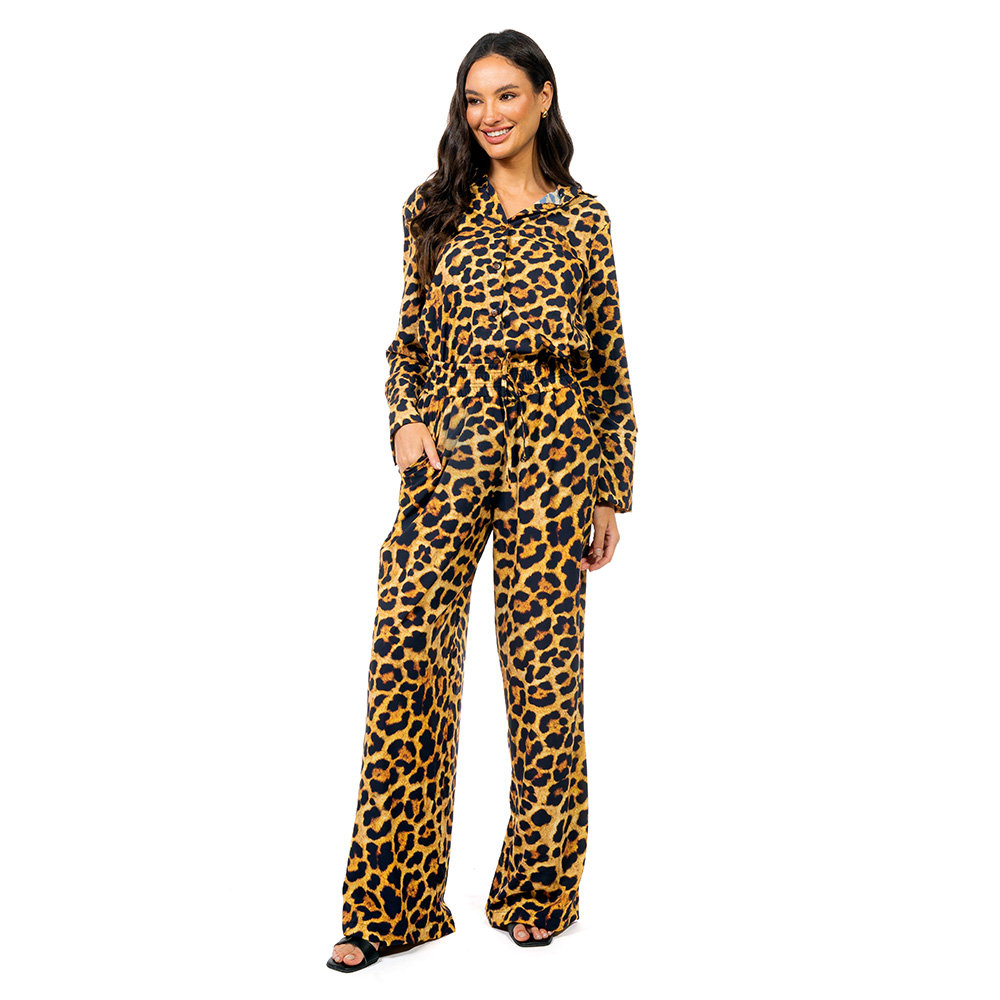 Calça Feminina Ampla Atena Estampada Maxi Animal Print Calça Feminina Ampla Atena Estampada Maxi Animal Print