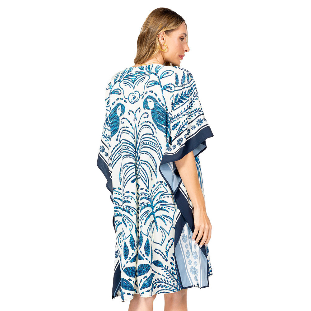 Kaftan Verão Atena Araras Bordado Off Kaftan Verão Atena Araras Bordado Off
