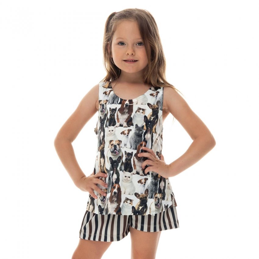 Pijama Infantil Estampado Pets Fashion Pijama Infantil Estampado Pets Fashion