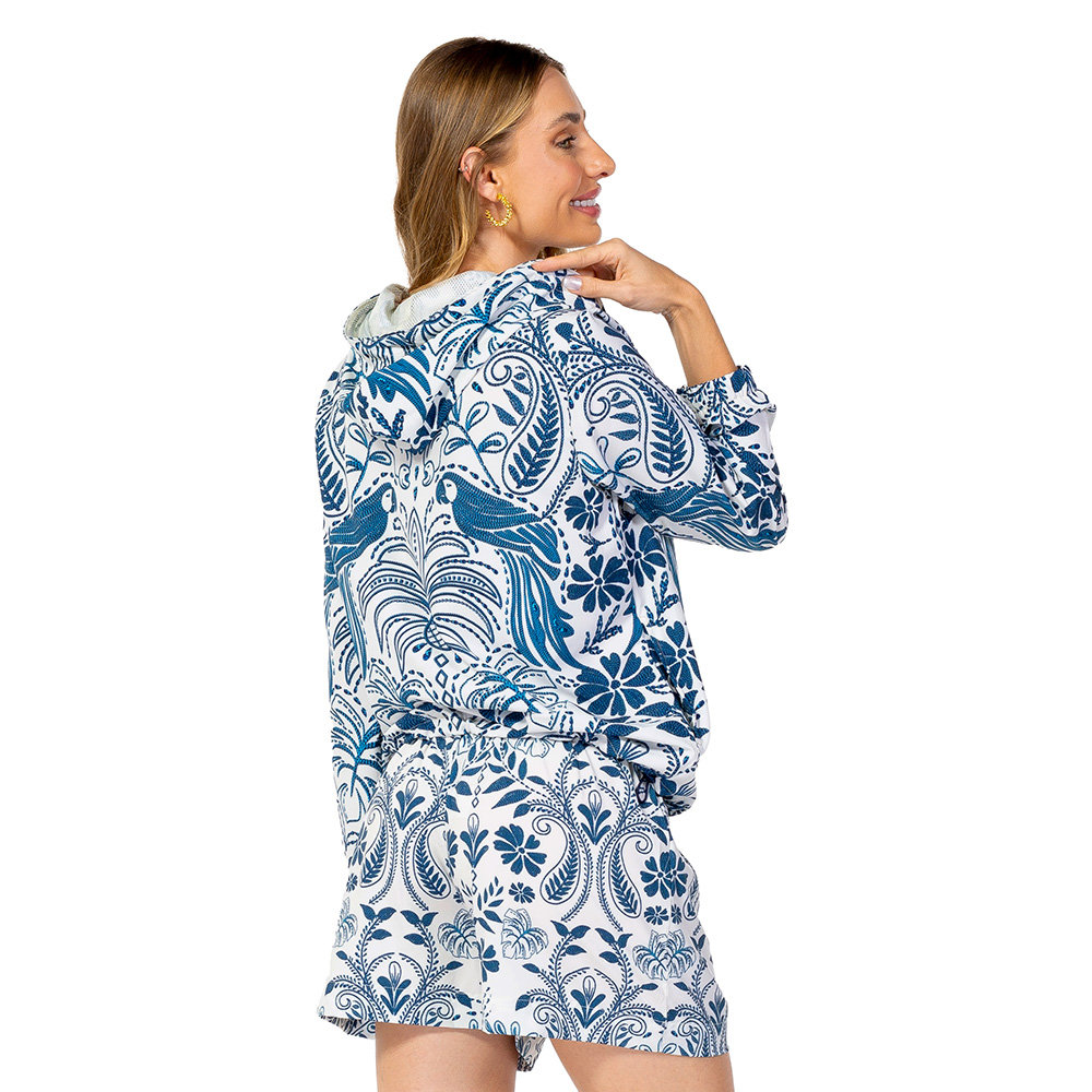 Jaqueta Corta Vento Ecoventura Estampada Araras Bordado Fundo Off Jaqueta Corta Vento Ecoventura Estampada Araras Bordado Fundo Off