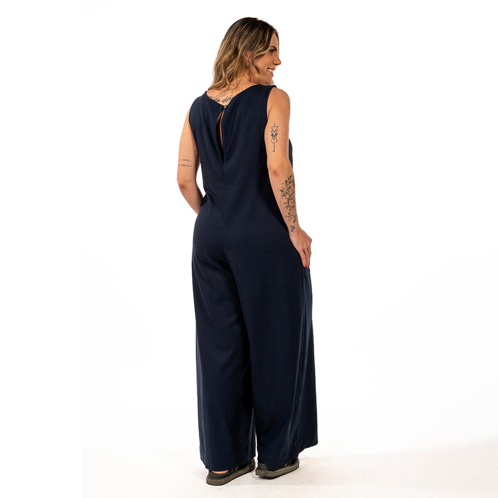 Macacão Feminino Linho Essência Azul Marinho Macacão Feminino Linho Essência Azul Marinho