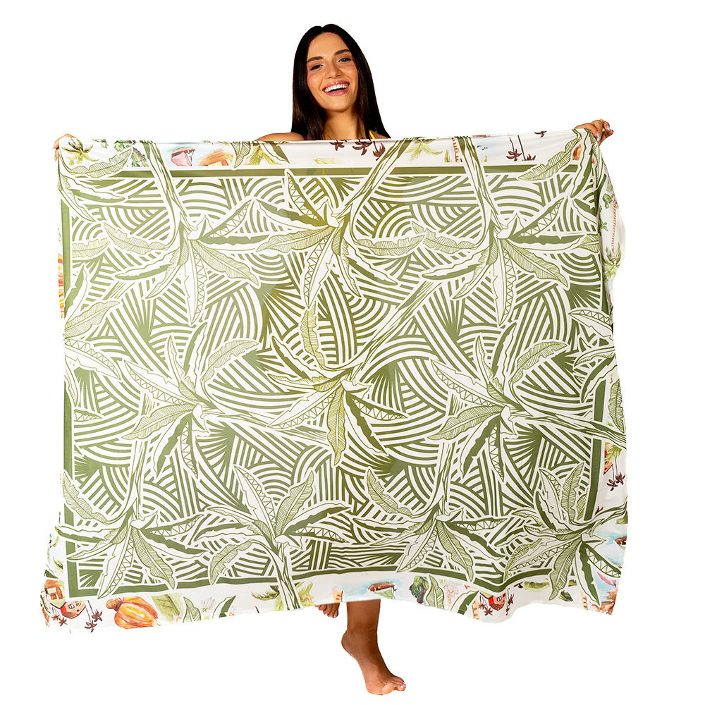 Canga Estampada Bananeiras Vetor Fundo Off Canga Estampada Bananeiras Vetor Fundo Off