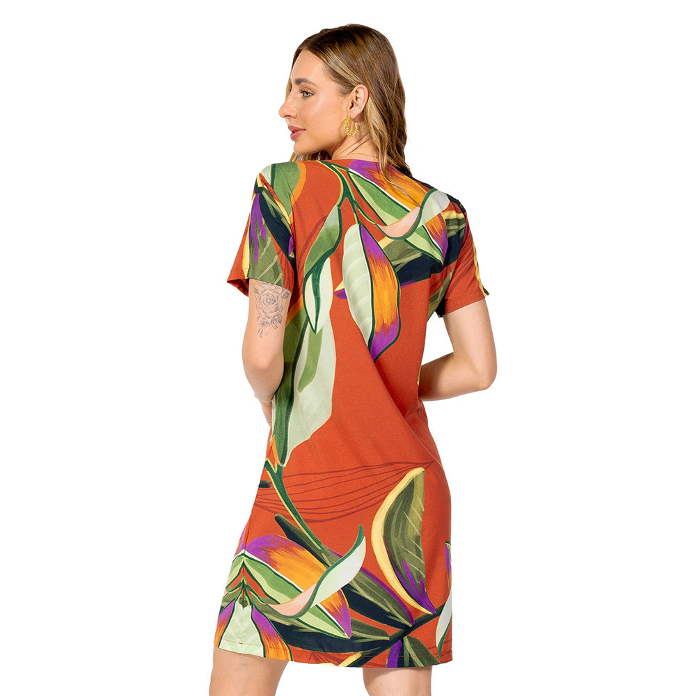 Vestido Feminino Atena Curto Estampado Tucano Folhas Fundo Verde Vestido Feminino Atena Curto Estampado Tucano Folhas Fundo Verde