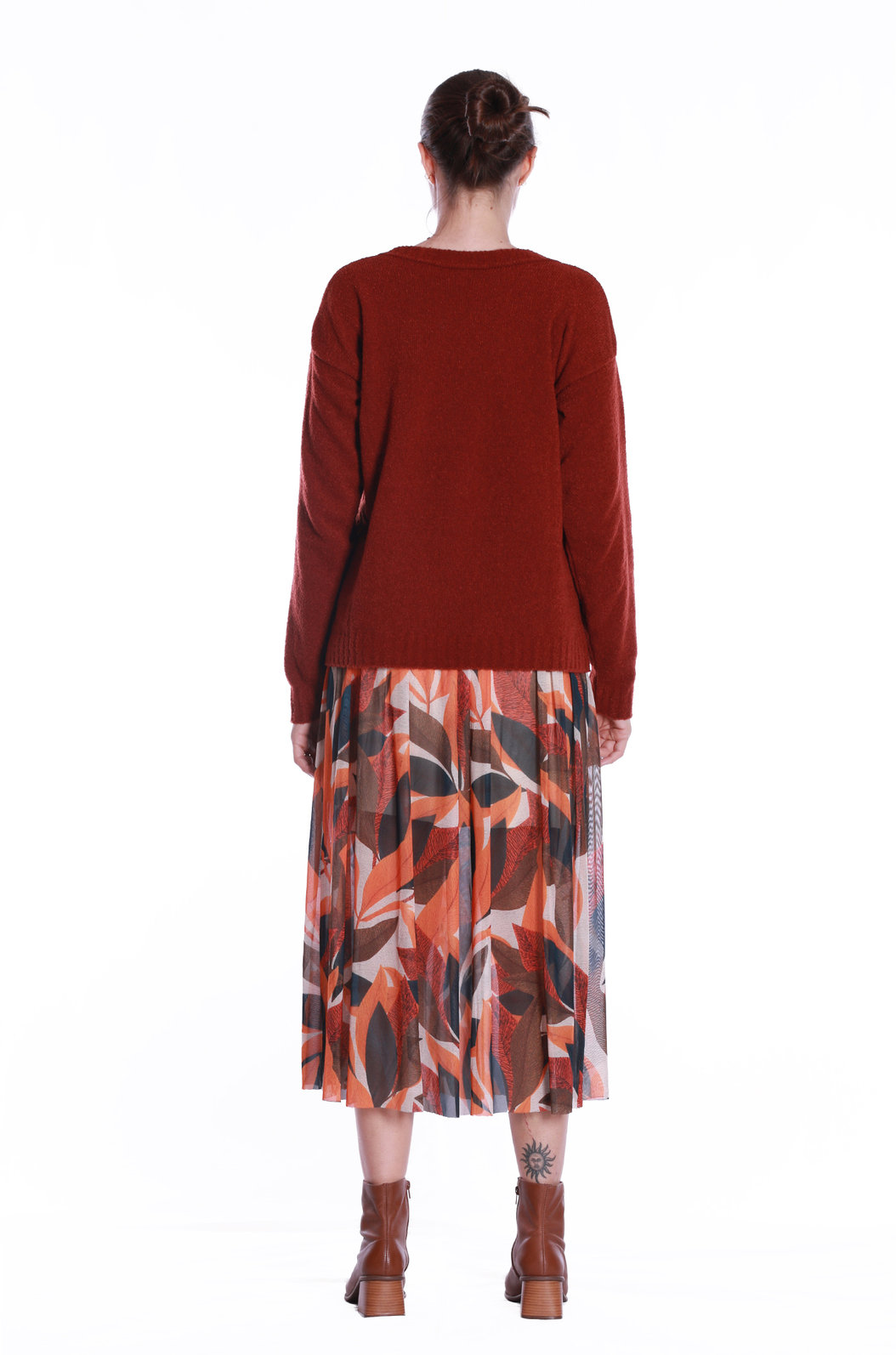 Blusão Tricot Jacquard Terracota Arara Blusão Tricot Jacquard Terracota Arara