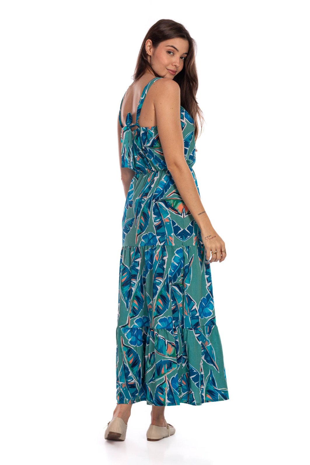 Vestido Feminino Aurora Estampado Canindé Bananas e Lírio