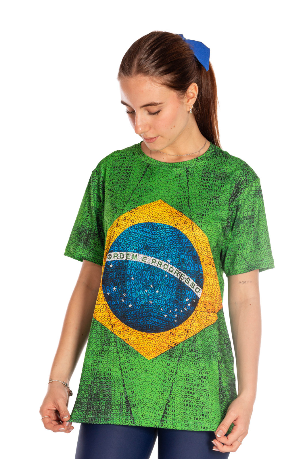 Camiseta Básica Unissex Technodry Estampada Bandeira Lantejoulas Camiseta Básica Unissex Technodry Estampada Bandeira Lantejoulas