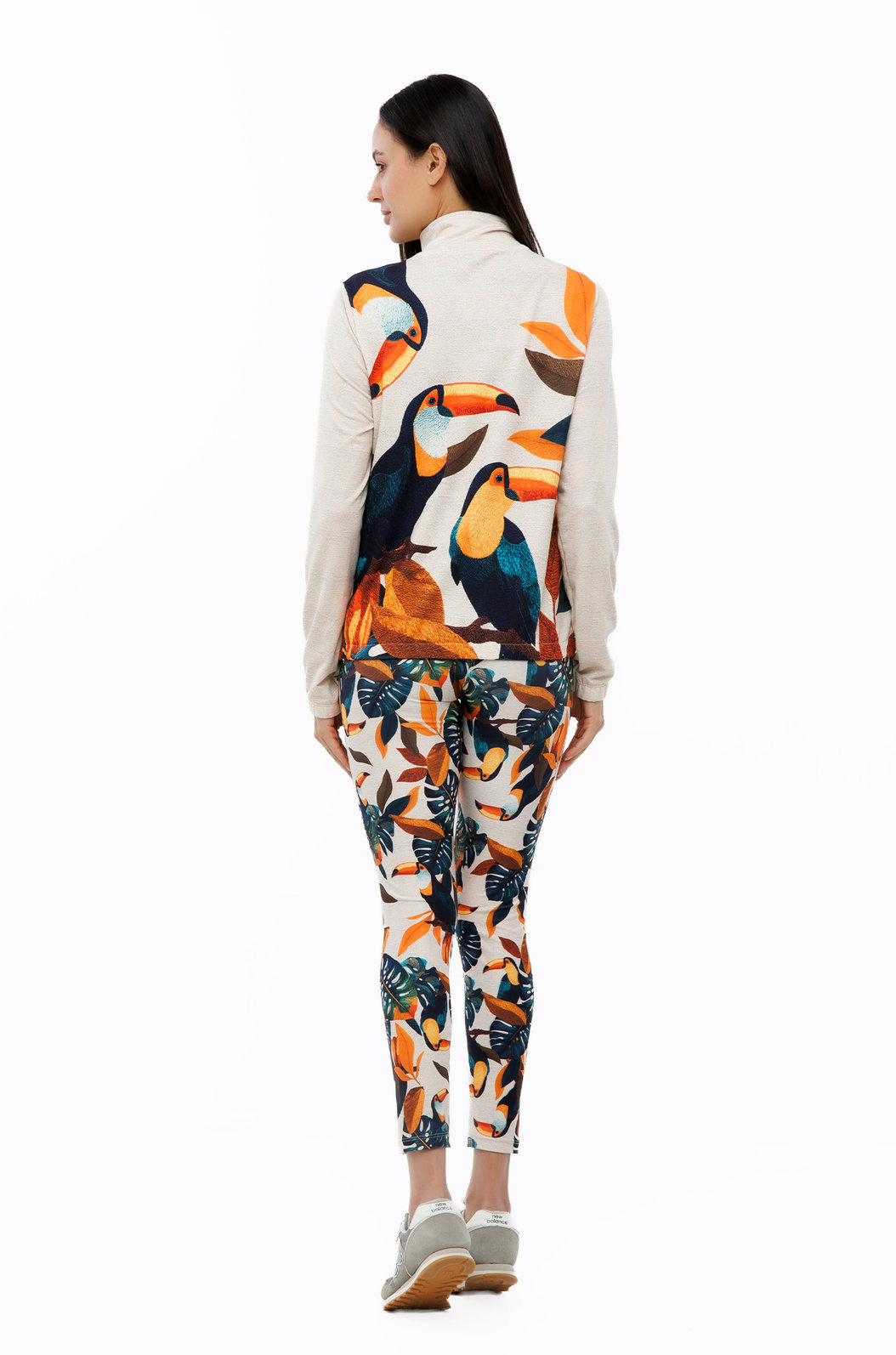 Calça Feminina Legging Estampada Tucanos Tela Bordada