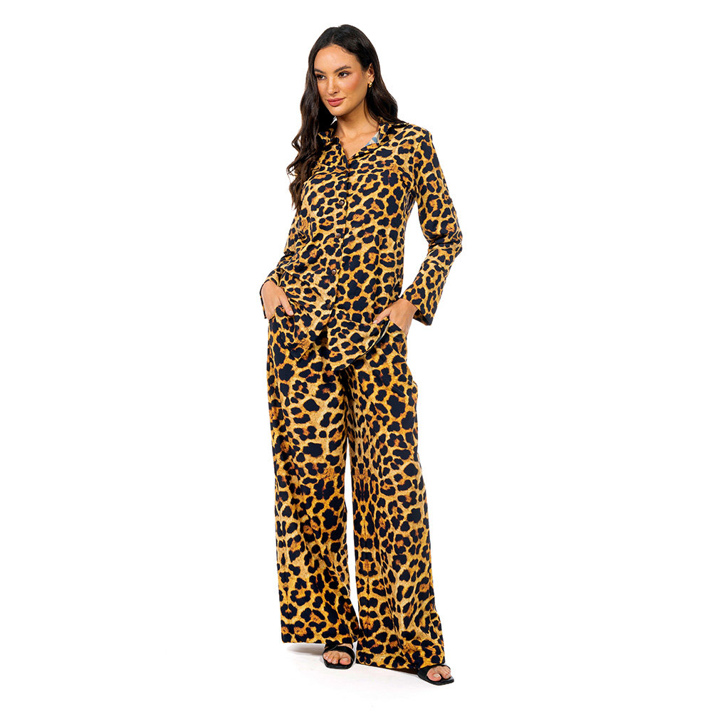 Calça Feminina Ampla Atena Estampada Maxi Animal Print Calça Feminina Ampla Atena Estampada Maxi Animal Print