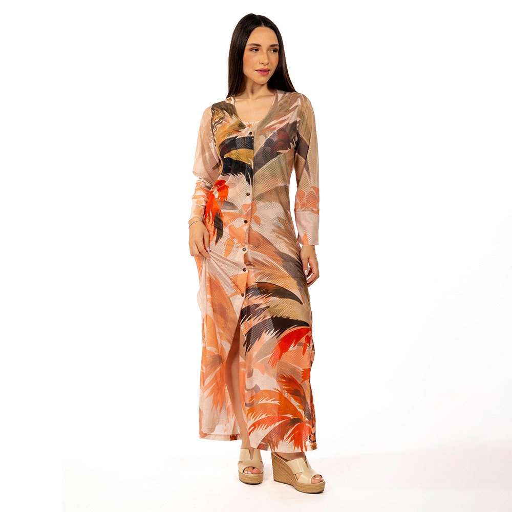 Saída de Praia Trancoso Estampada Coqueiros Aquarela Saída de Praia Trancoso Estampada Coqueiros Aquarela