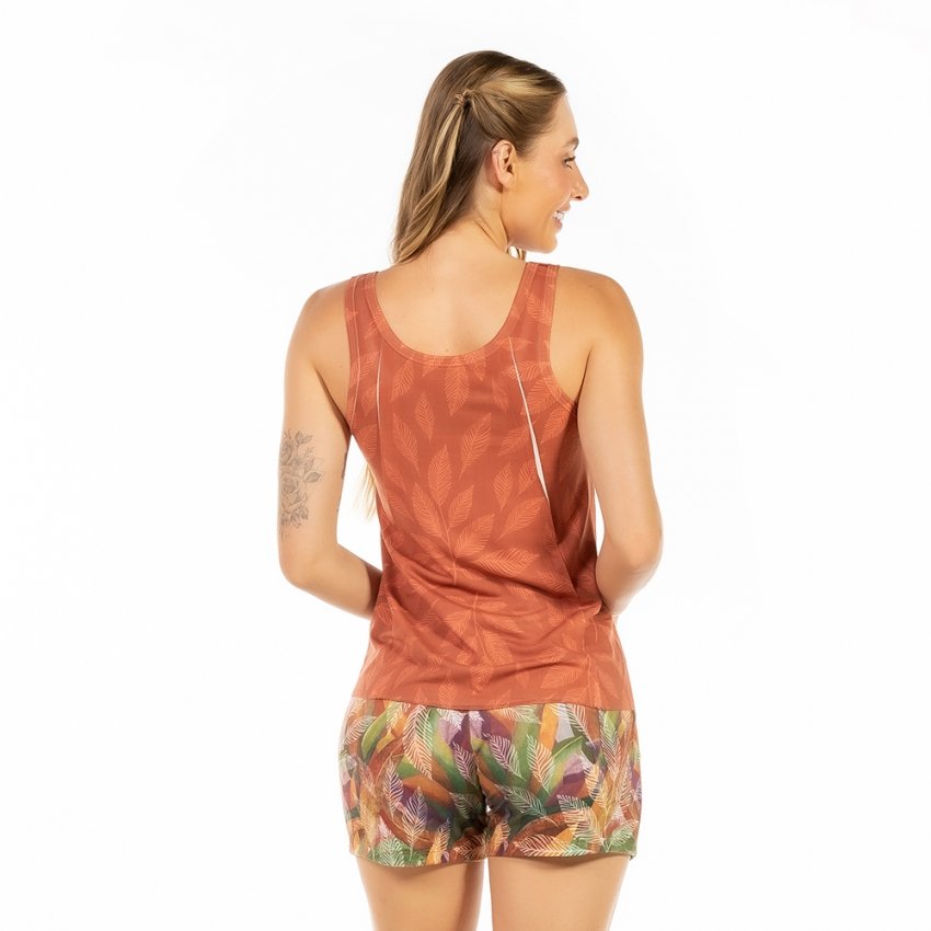 Pijama Feminino Adulto Estampado Tucano Folha Telha Pijama Feminino Adulto Estampado Tucano Folha Telha