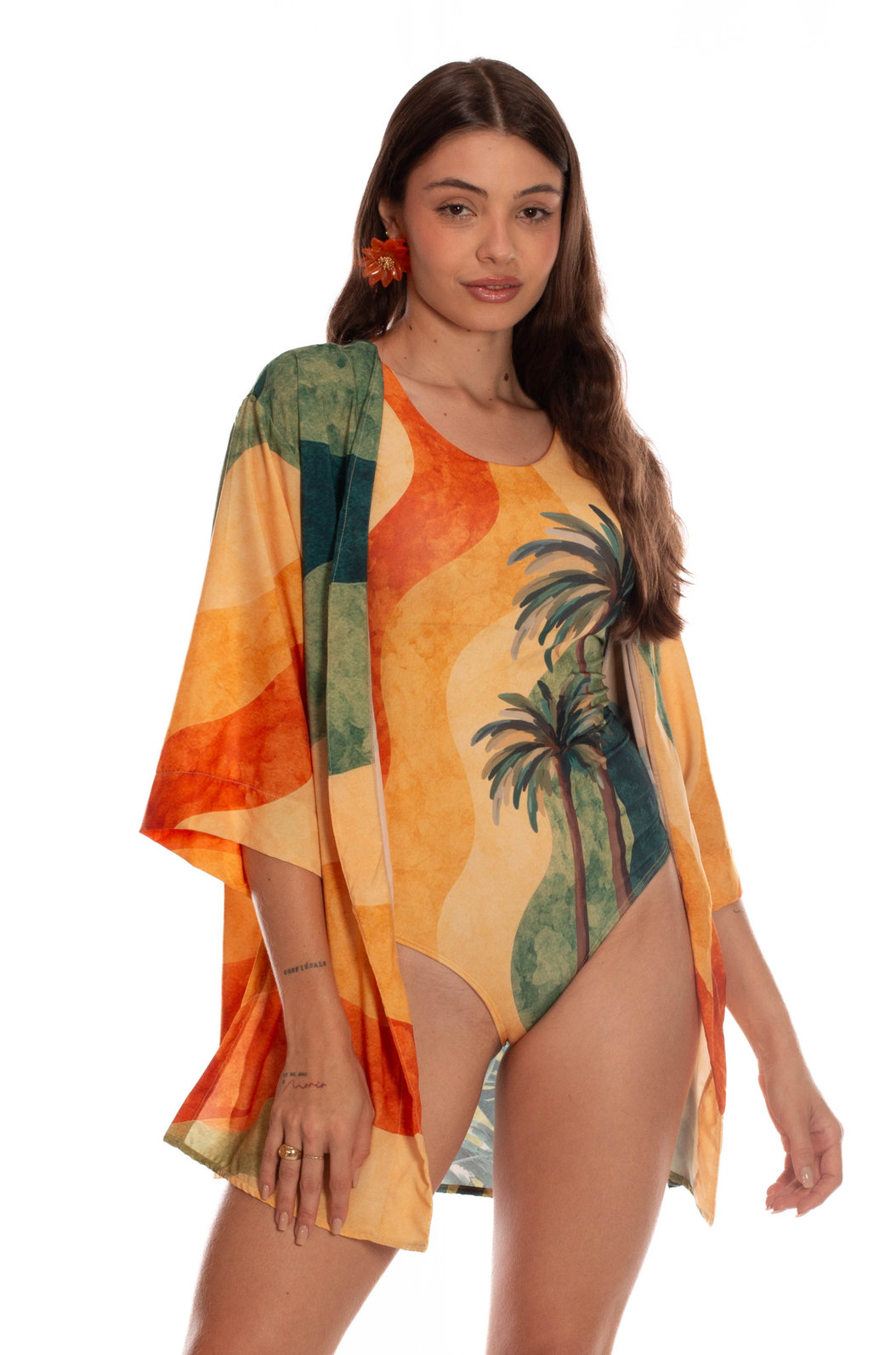 Kimono Feminino Raizes Estampado Tucano Dunas Barrado Kimono Feminino Raizes Estampado Tucano Dunas Barrado