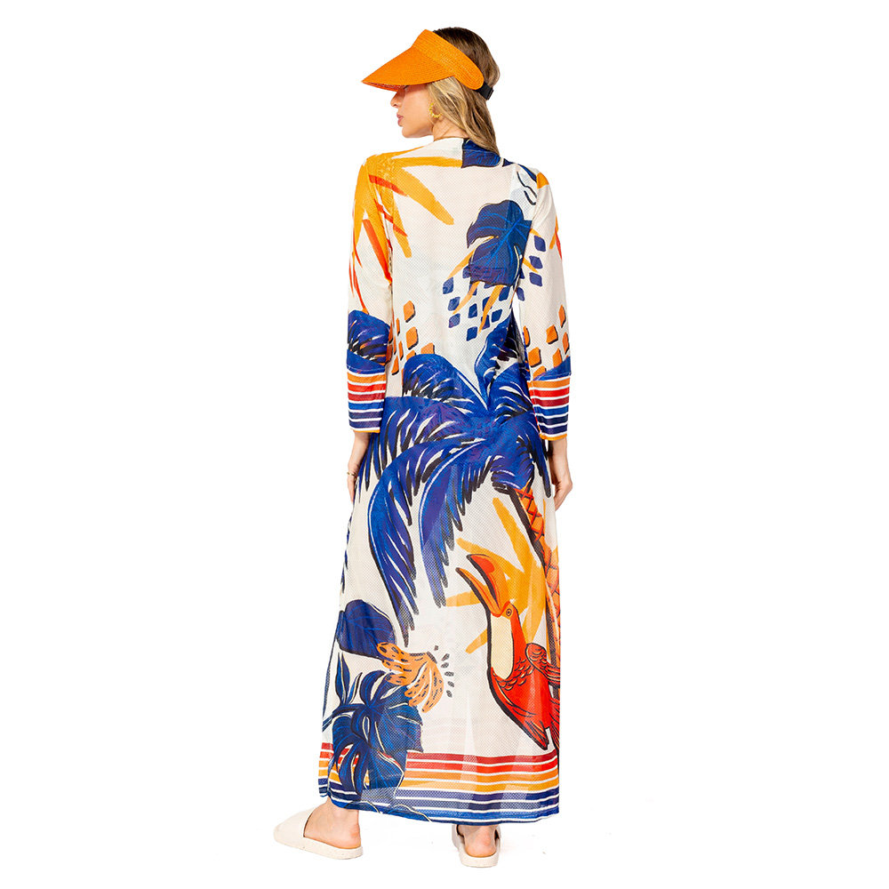 Saída de Praia Trancoso Estampada Bichos Tropical Vibes Azul Saída de Praia Trancoso Estampada Bichos Tropical Vibes Azul