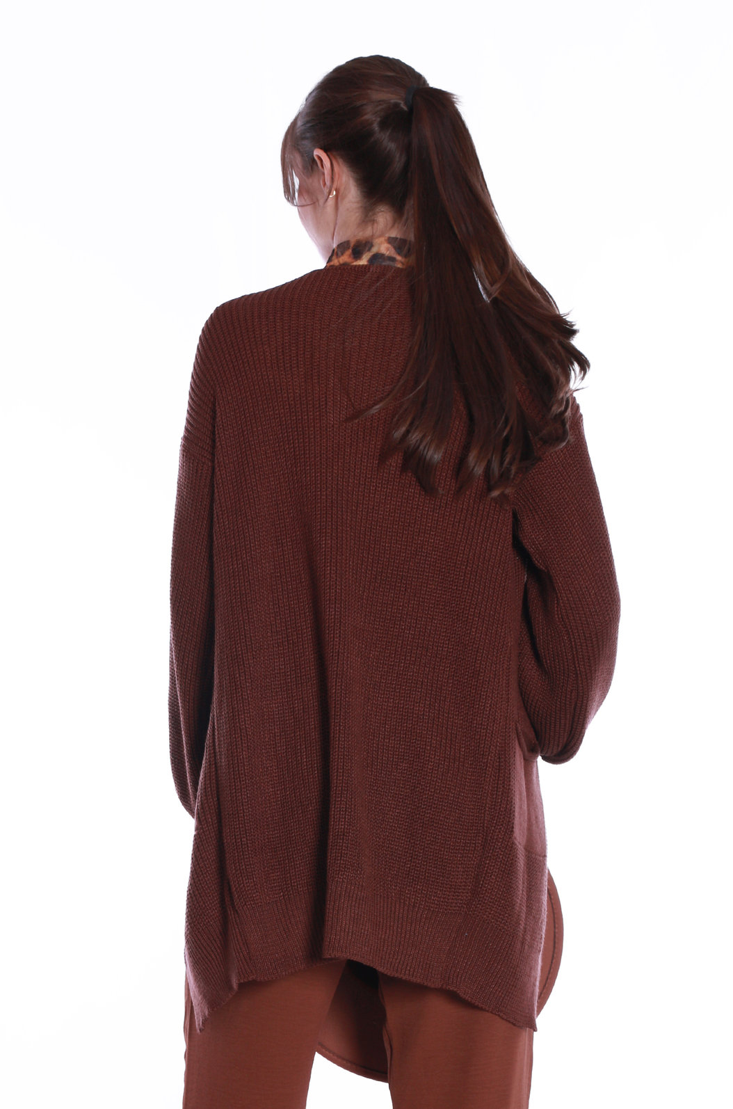 Cardigan Tricô Feminino Norma Marrom