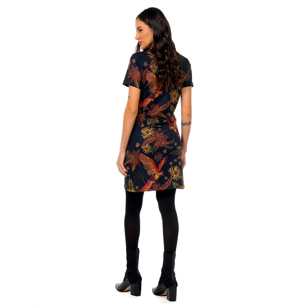 Vestido Feminino Floresta Estampado Arara Flor Bordado Off